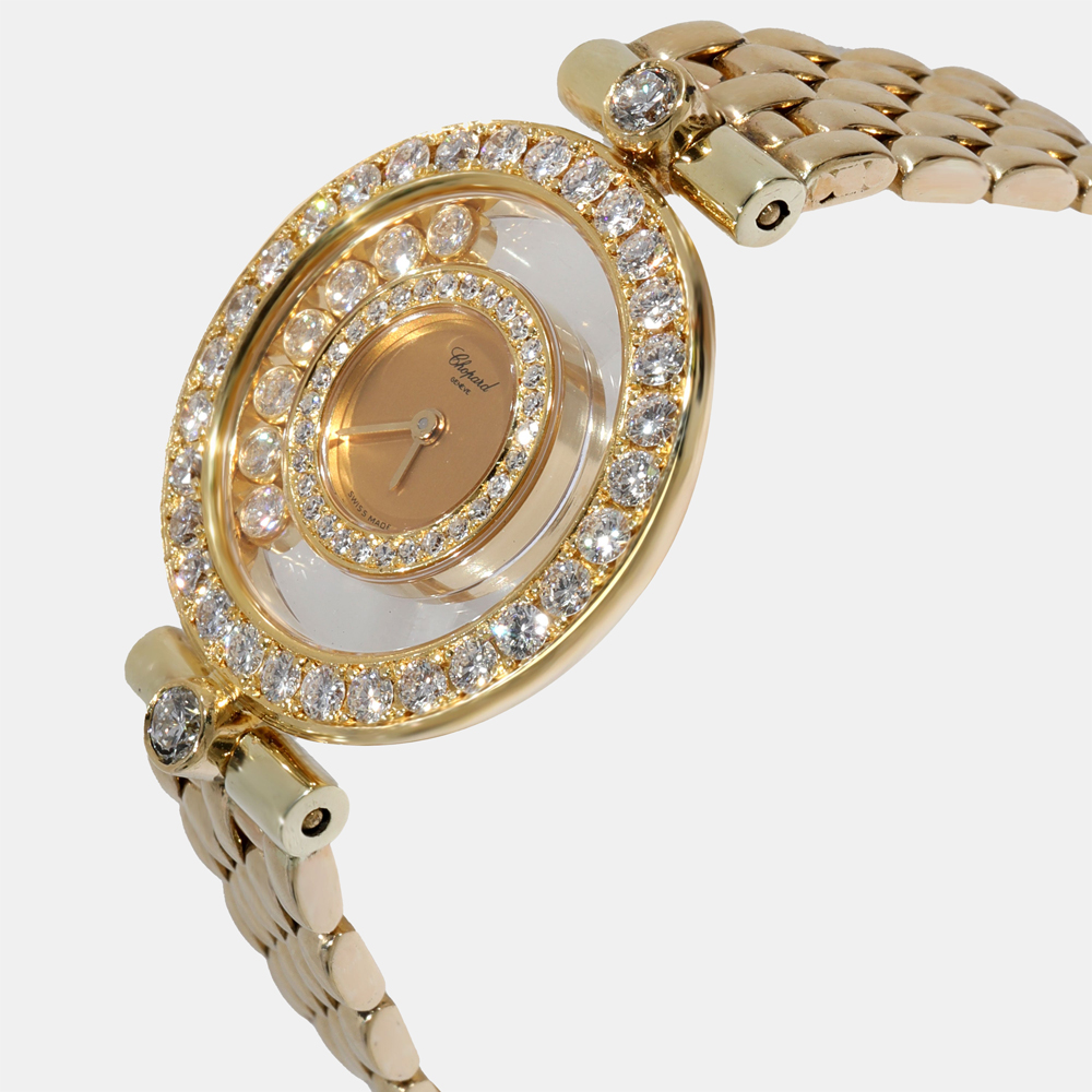 

Chopard Champagne Diamond 18k Yellow Gold Happy Diamonds 20/5691 Quartz Women's Wristwatch 27 mm