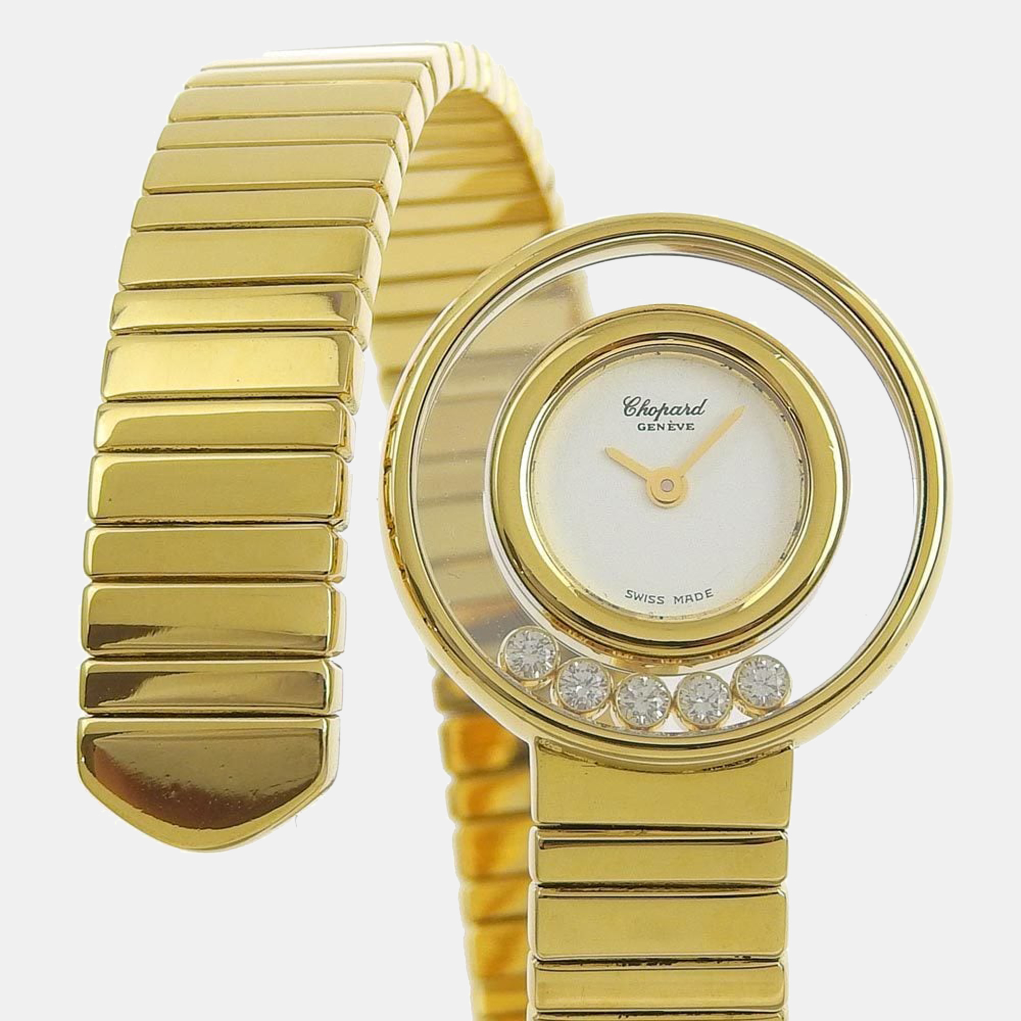 

Chopard White Diamond 18k Yellow Gold Happy Diamonds Quartz Women's Wristwatch 21 mm