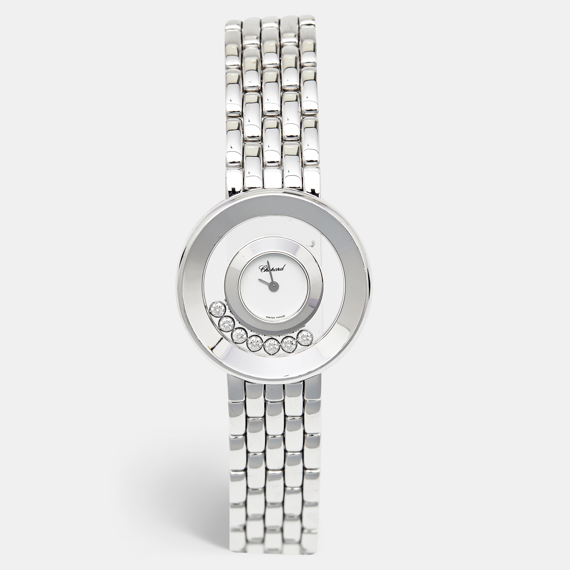 Chopard White 18k White Gold Diamond Happy Diamonds 4169 Women's Wristwatch 31 mm
