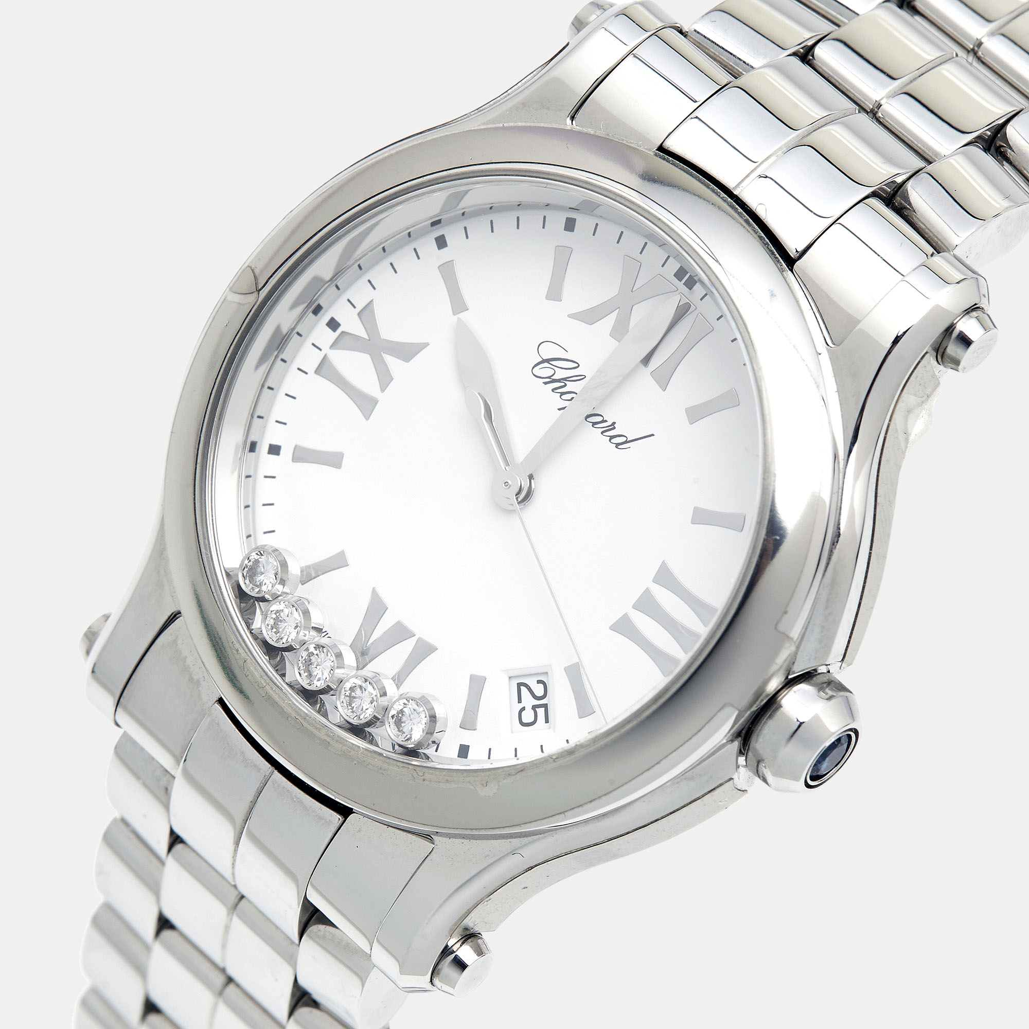 

Chopard White Diamond Stainless Steel Happy Sport