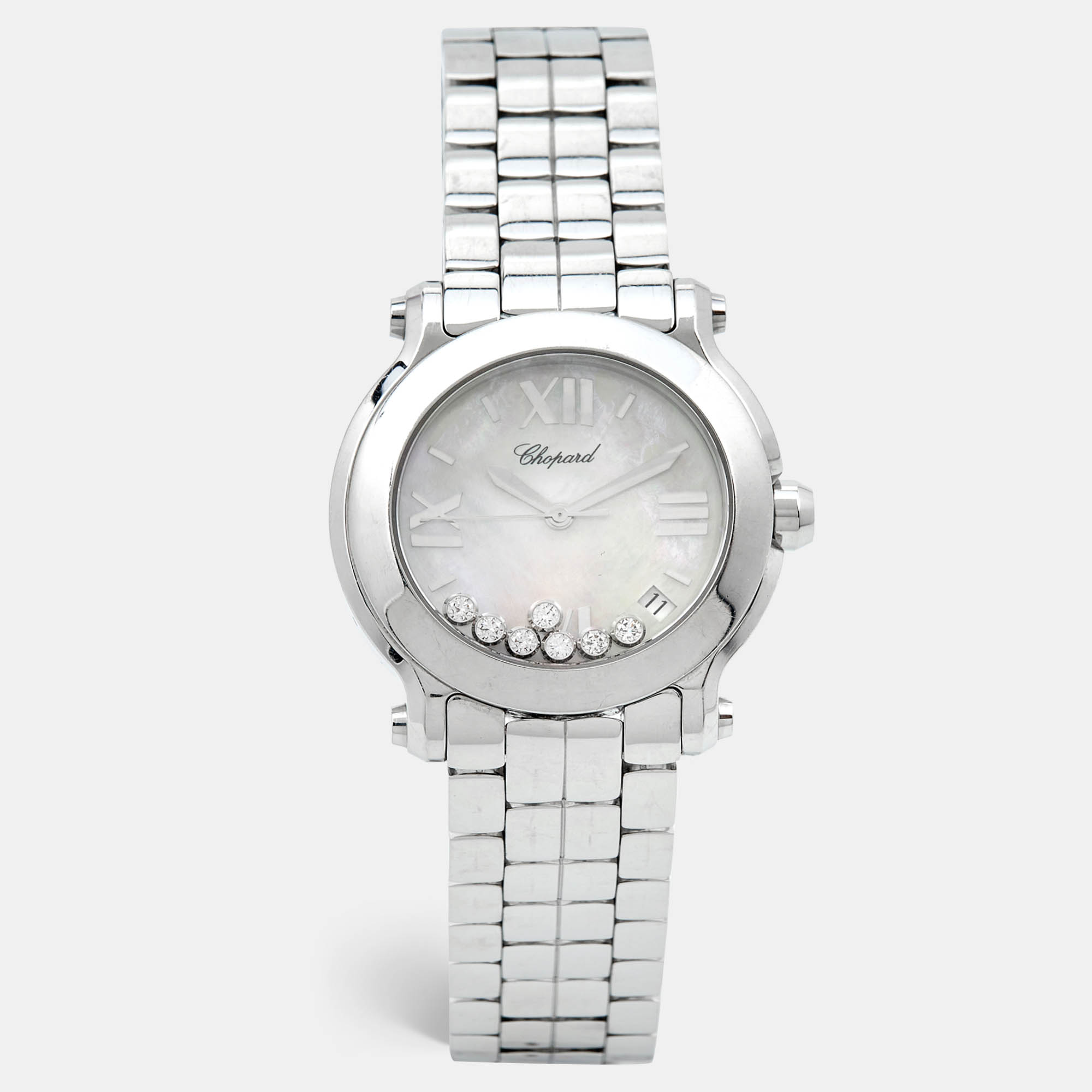 

Chopard Mother Of Pearl Diamond Stainless Steel Happy Sport, White
