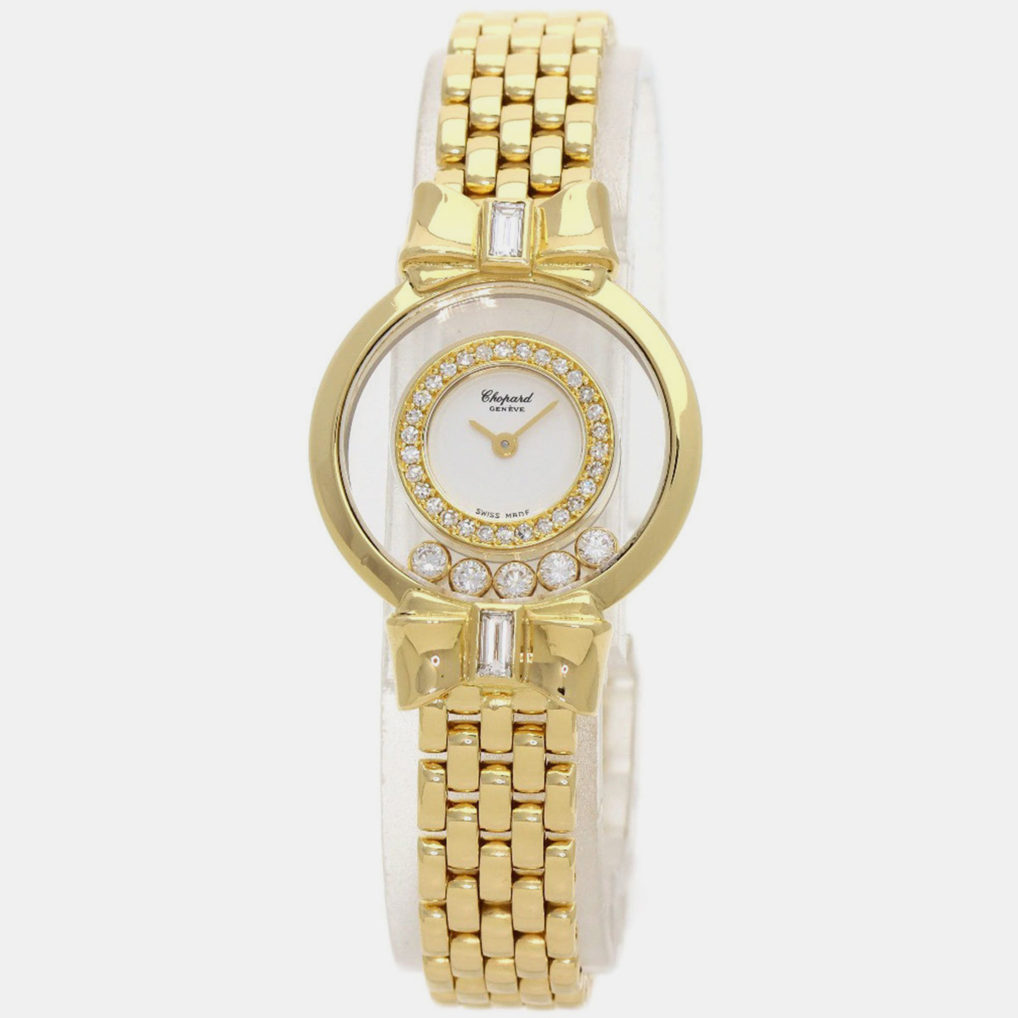 

Chopard White 18k Yellow Gold Diamond Happy Diamonds 20/5512 Quartz Women's Wristwatch 24 mm