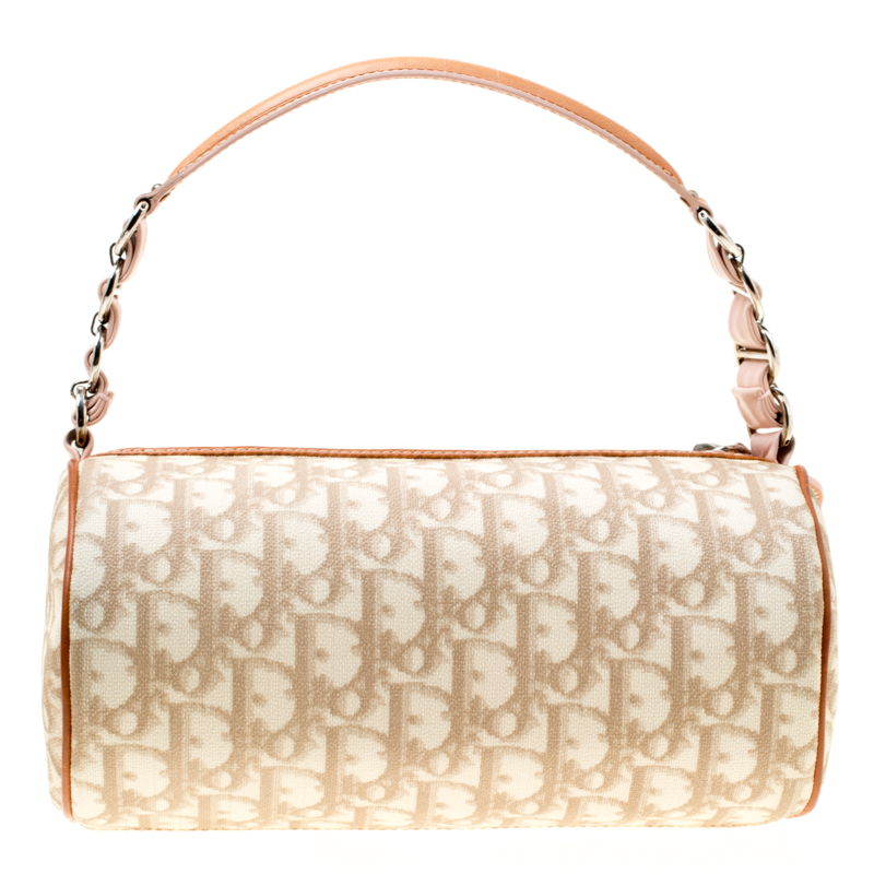 CHRISTIAN DIOR BEIGE & PINK ROMANTIQUE MINI BARREL BAG – RDB