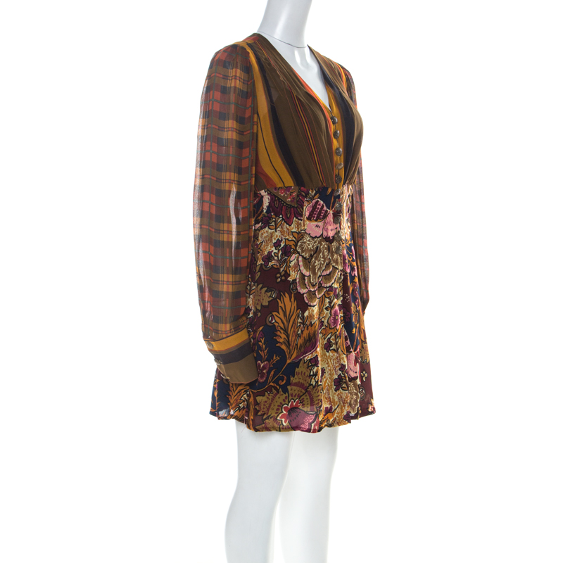 

Christian Lacroix Vintage Multicolor Printed Crepe Short Dress