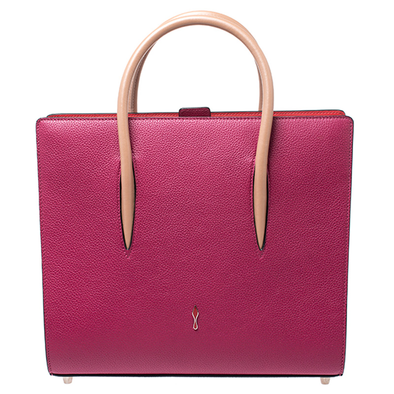 Pre Owned Christian Louboutin Fuchsia Leather Paloma Medium Tote