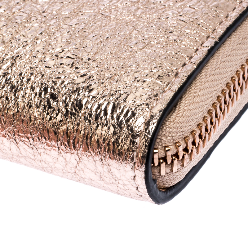 Christian Louboutin Rose Gold Crackled Leather Panettone Wallet Christian  Louboutin
