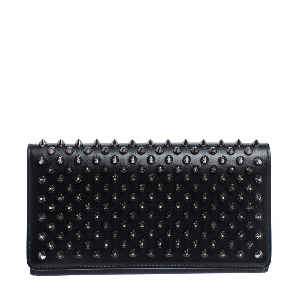 Christian Louboutin Black Leather Paloma Spike Wristlet Clutch