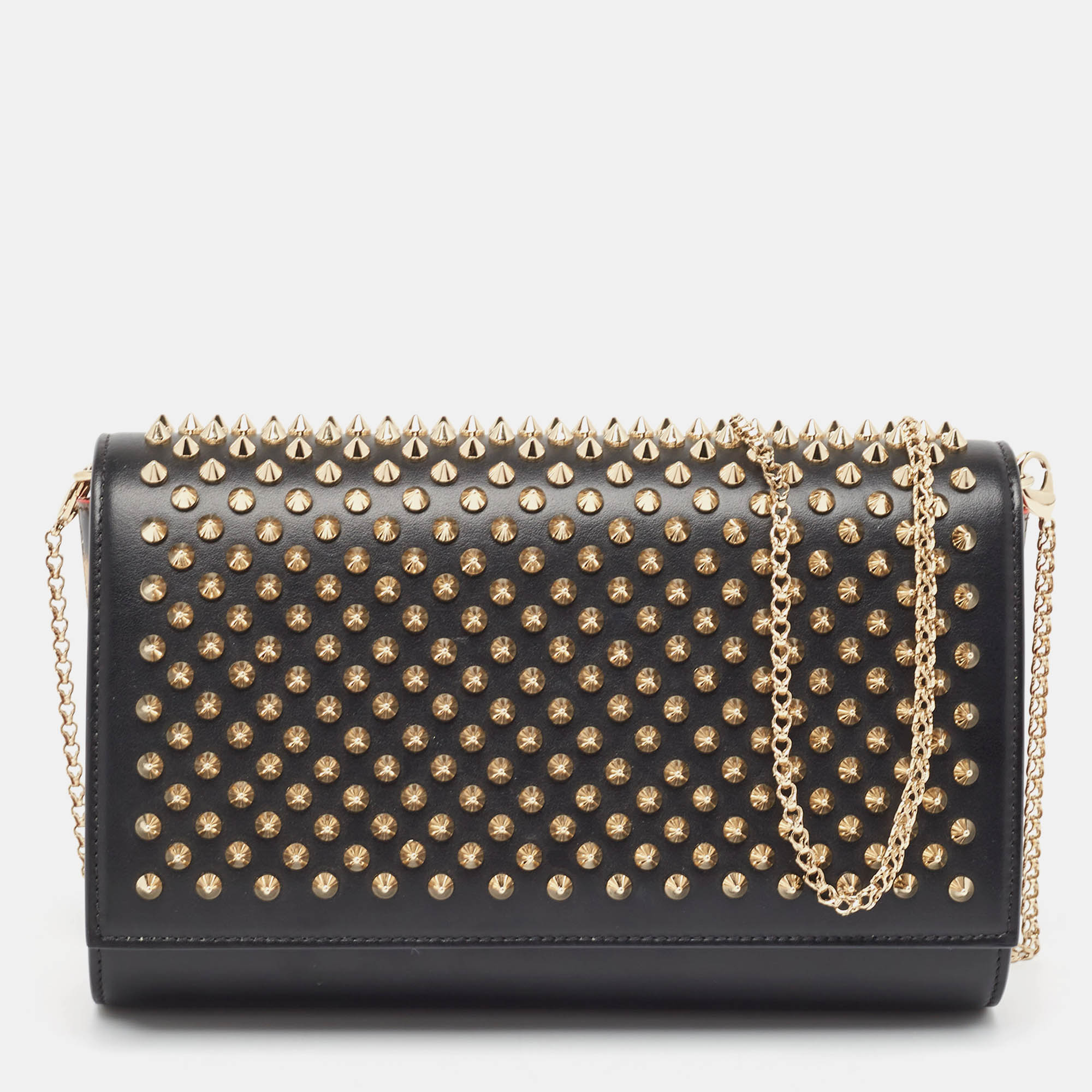 

Christian Louboutin Black Leather Paloma Spiked Chain Clutch