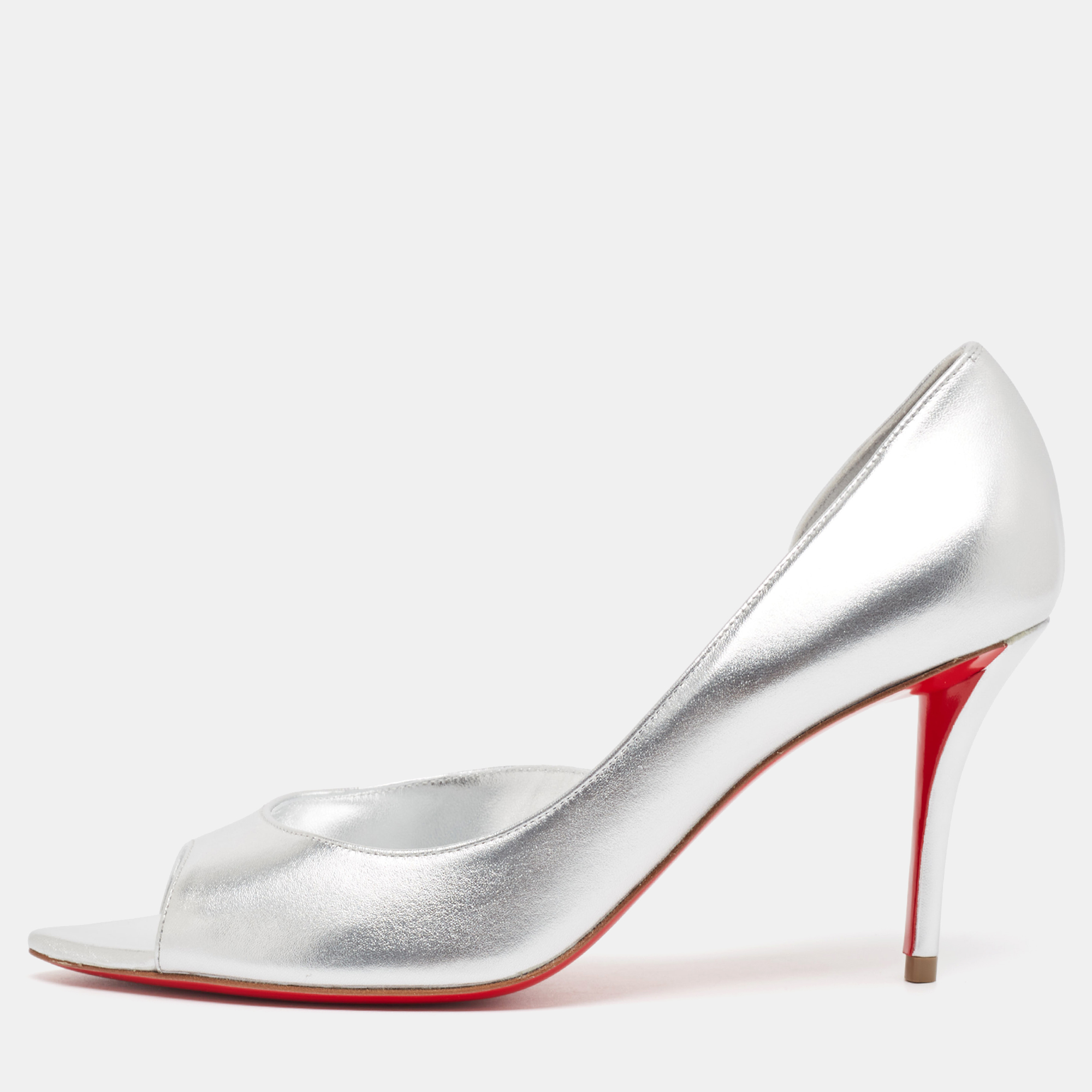 

Christian Louboutin Silver Leather Apostropha Pumps Size