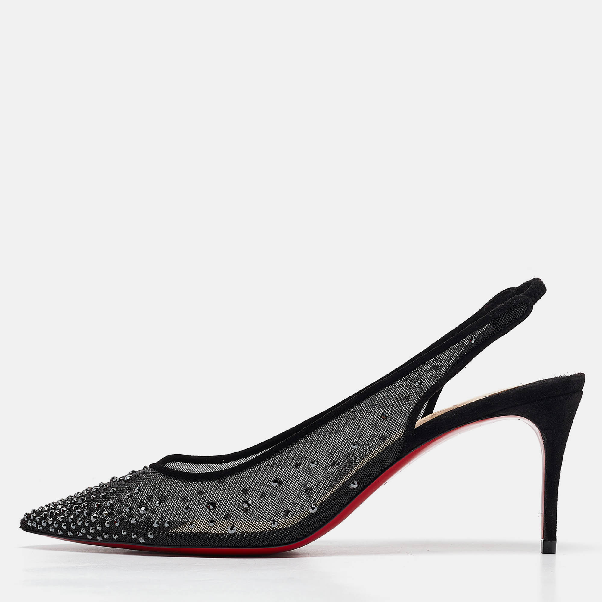 

Christian Louboutin Black Mesh and Suede Follies Pumps Size