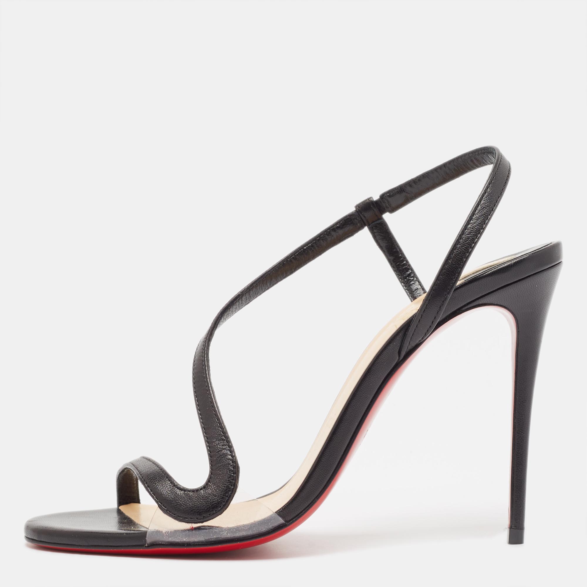 

Christian Louboutin Black Leather Rosalie Sandals Size