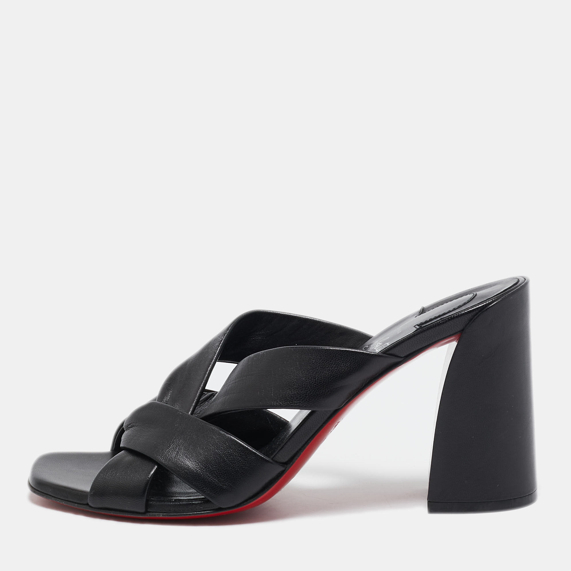 

Christian Louboutin Black Leather Dispo Club Slide Sandals Size