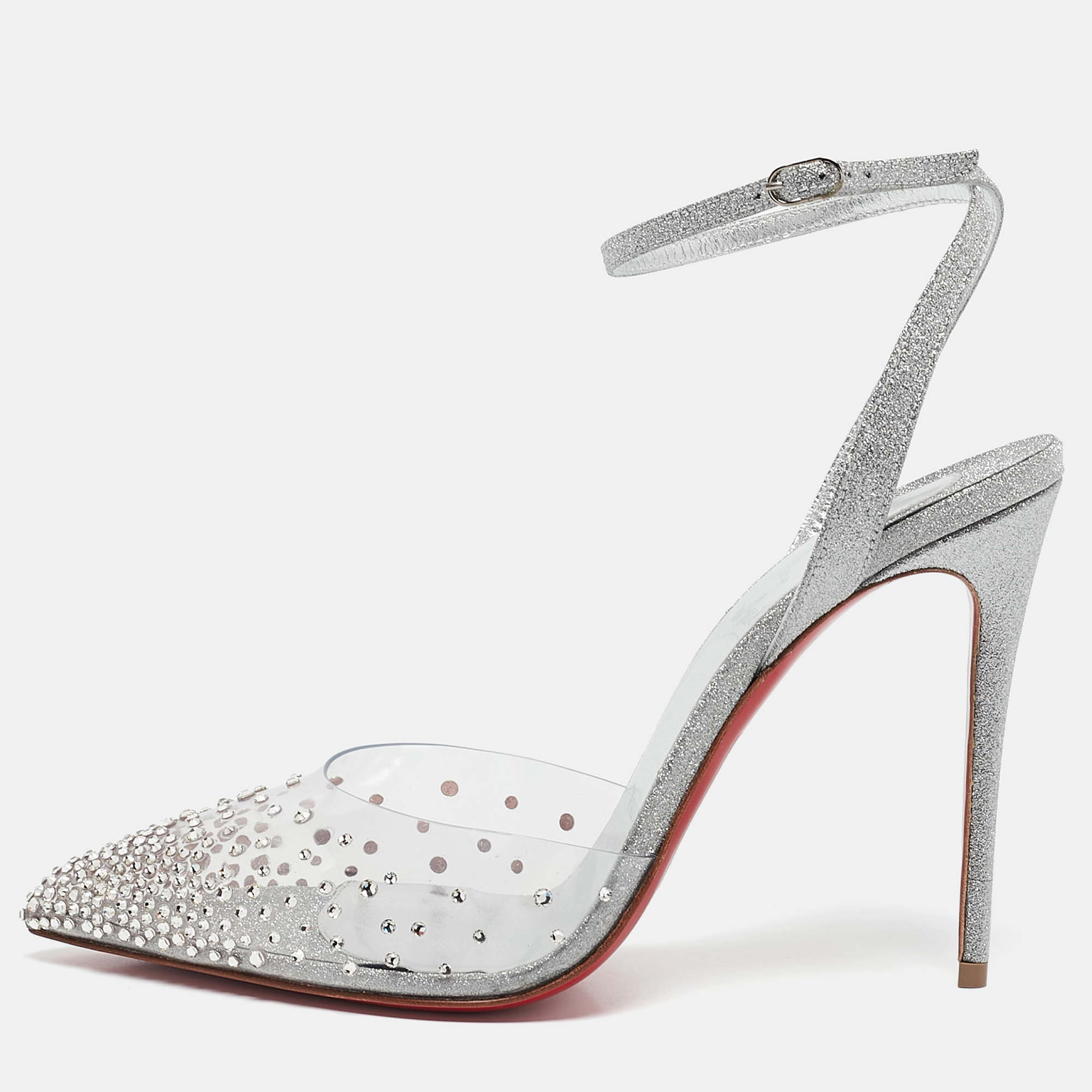 

Christian Louboutin Transparent PVC and Glitter Spikaqueen Pumps Size