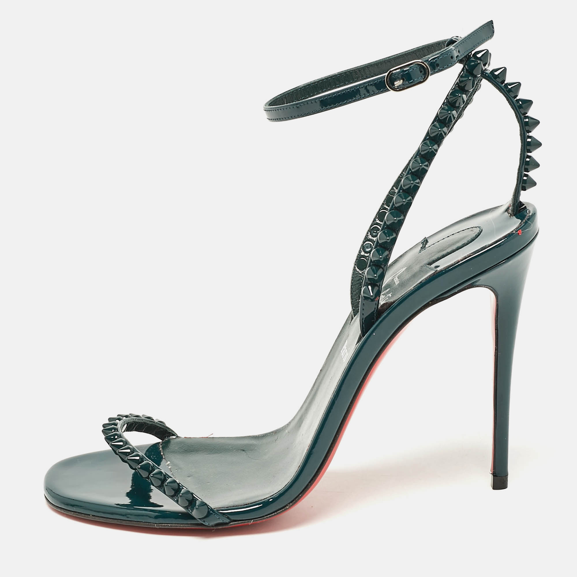 

Christian Louboutin Green Patent Leather So Me Ankle Strap Sandals Size