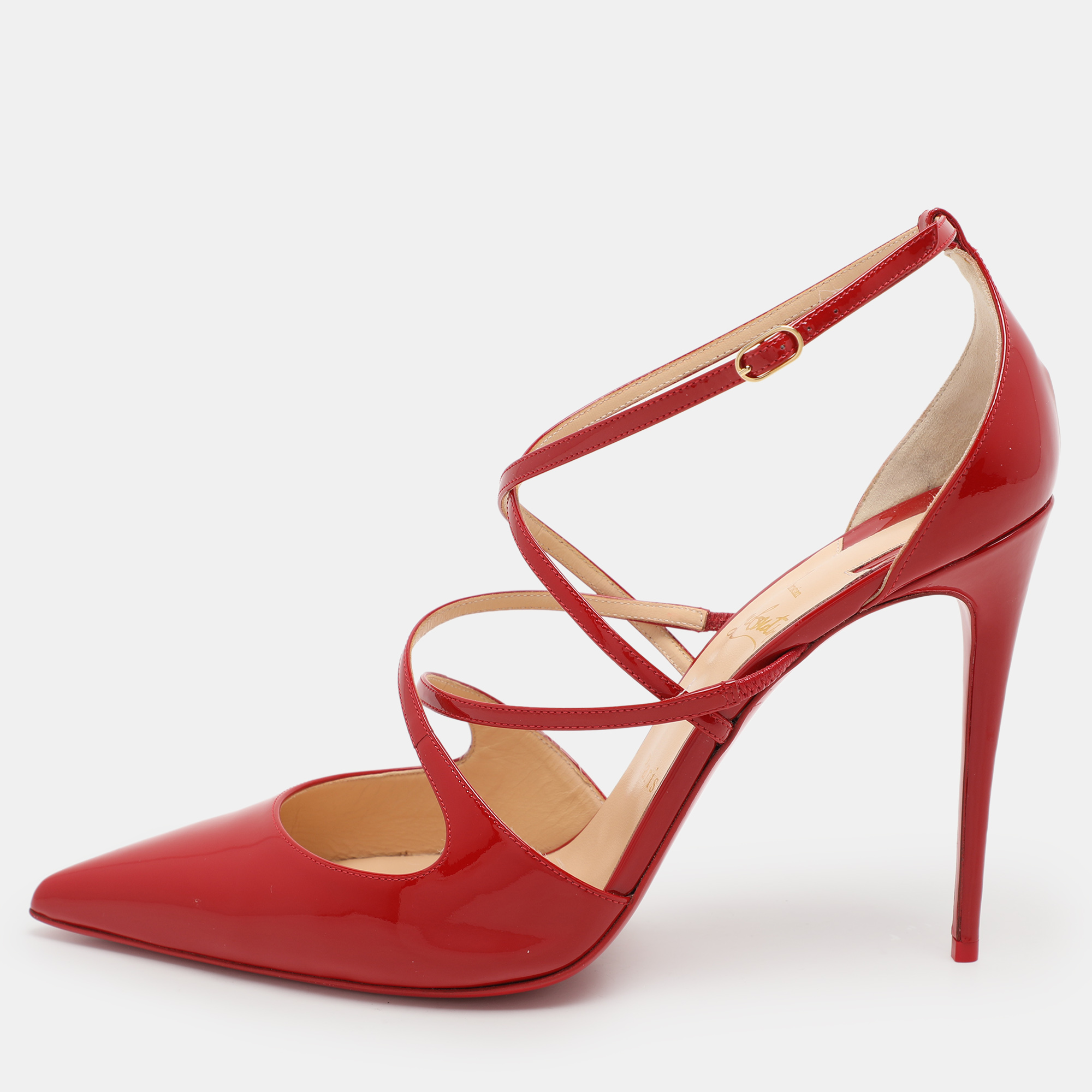 

Christian Louboutin Red Patent Leather Crossfliketa Pumps Size 42