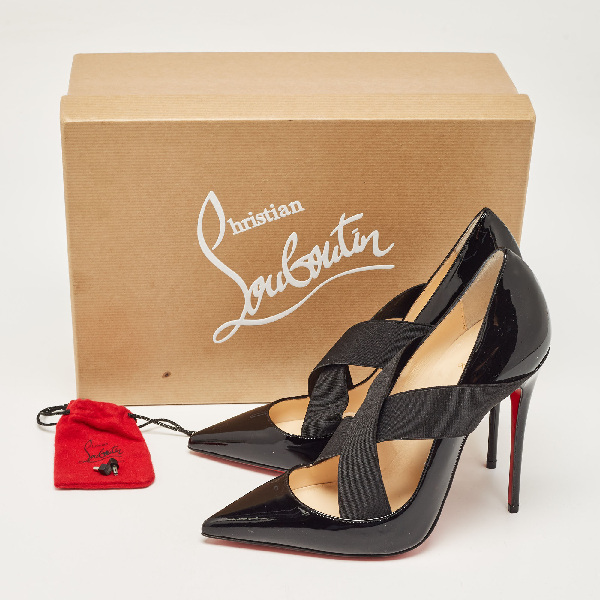 Christian Louboutin Black Patent Leather Sharpstagram Pumps Size 37 