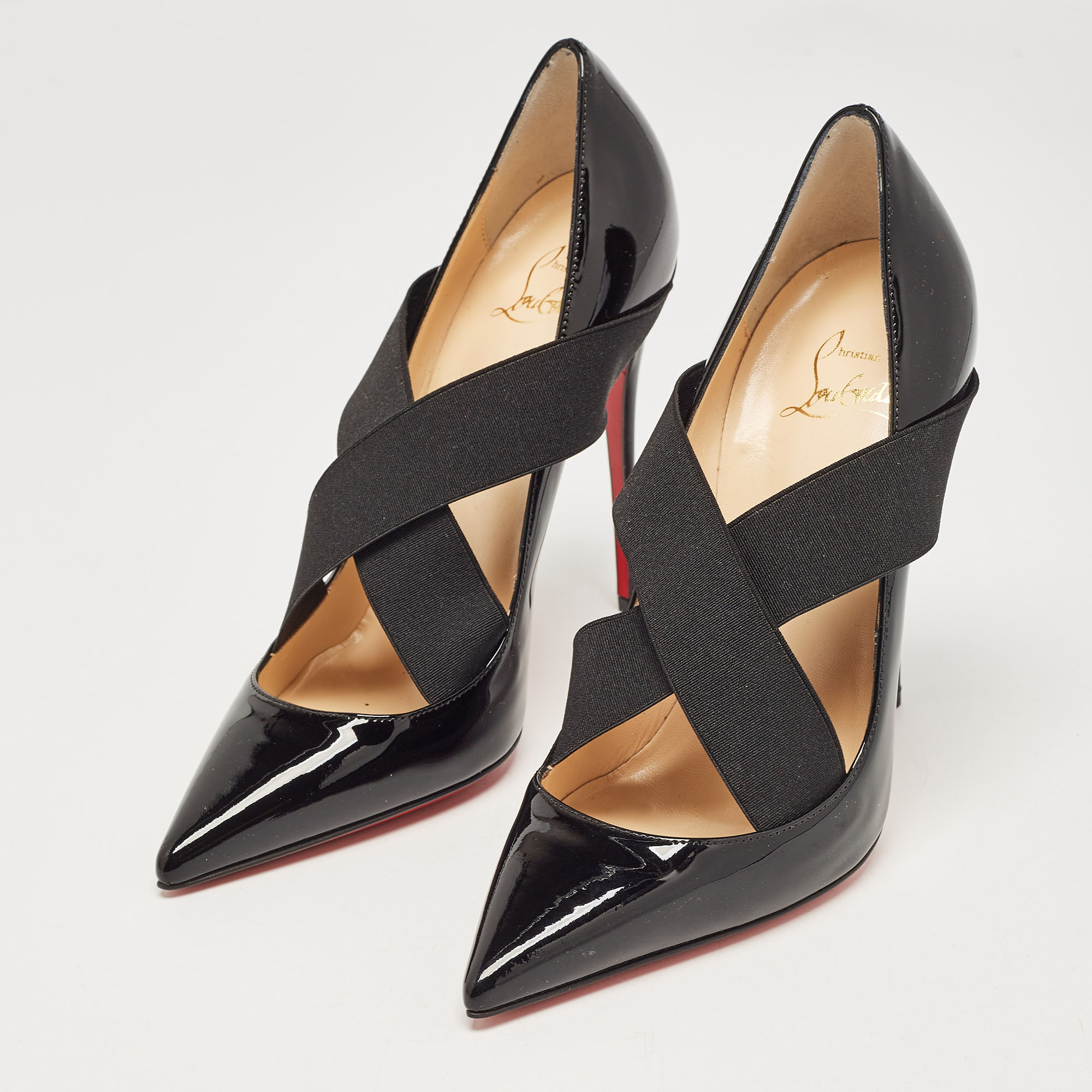 Christian Louboutin Black Patent Leather Sharpstagram Pumps Size 37 