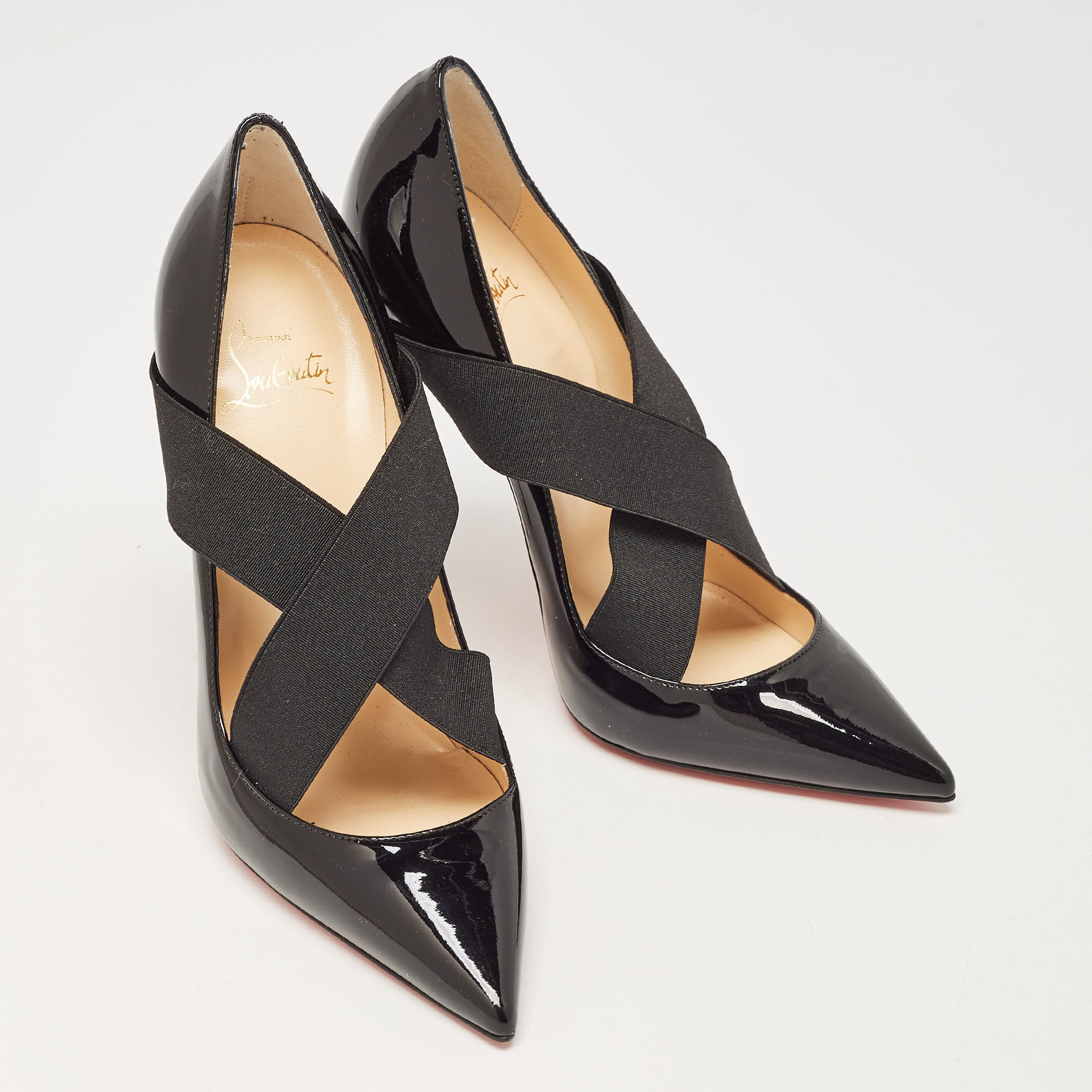 Christian Louboutin Black Patent Leather Sharpstagram Pumps Size 37 