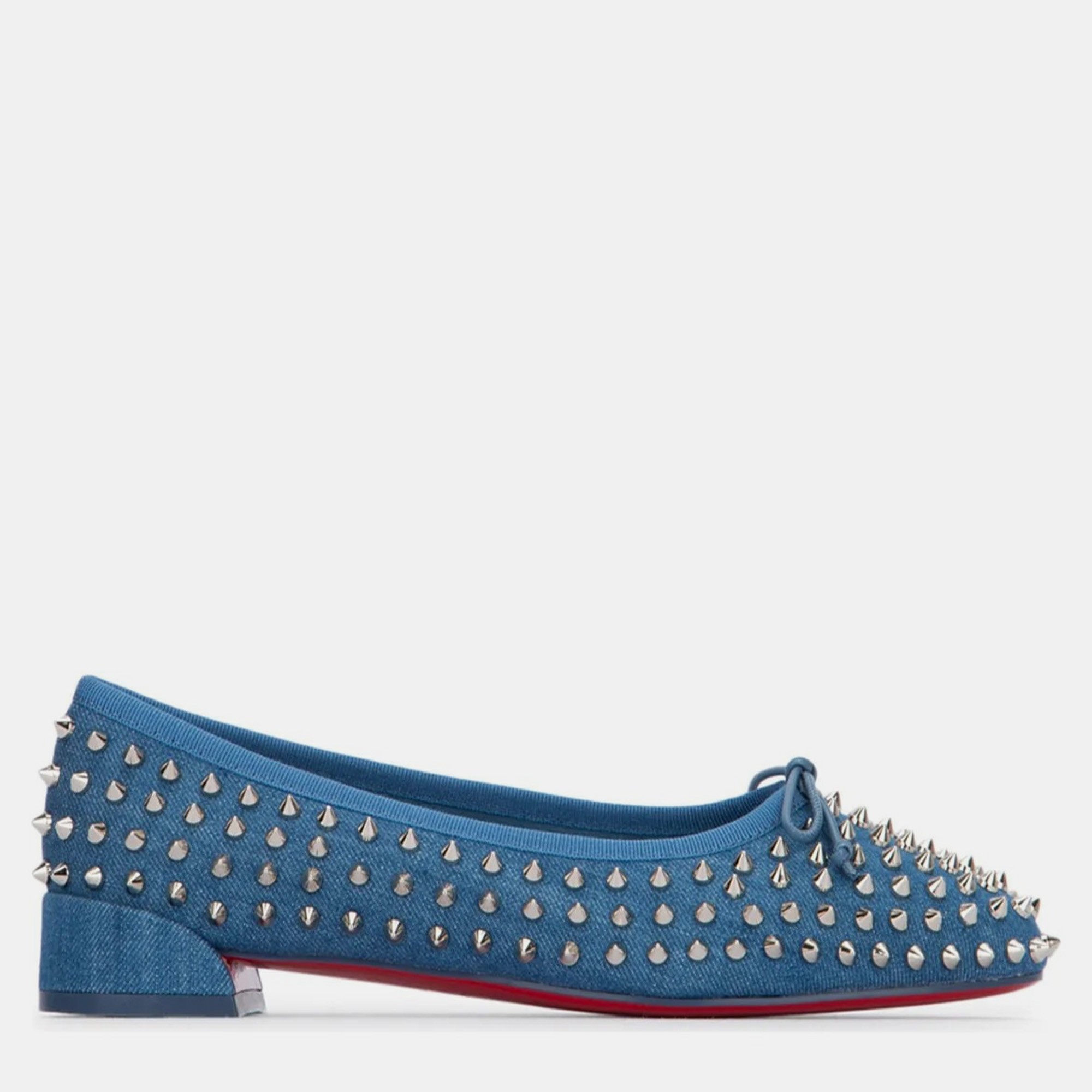 

Christian Louboutin Blue Sweetie Jane Spikes Flat Toile Denim Women’s