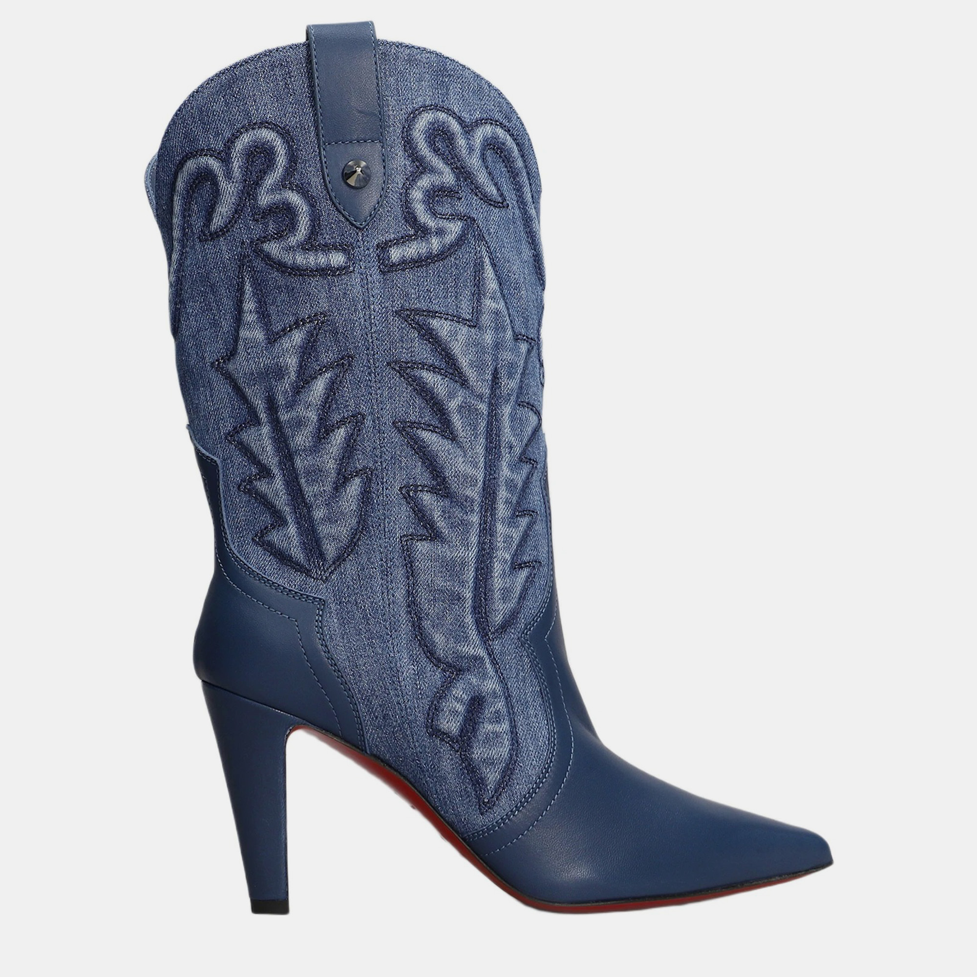 

Christian Louboutin Blue Santiabooty 85 Texan Ankle Boots IT 36