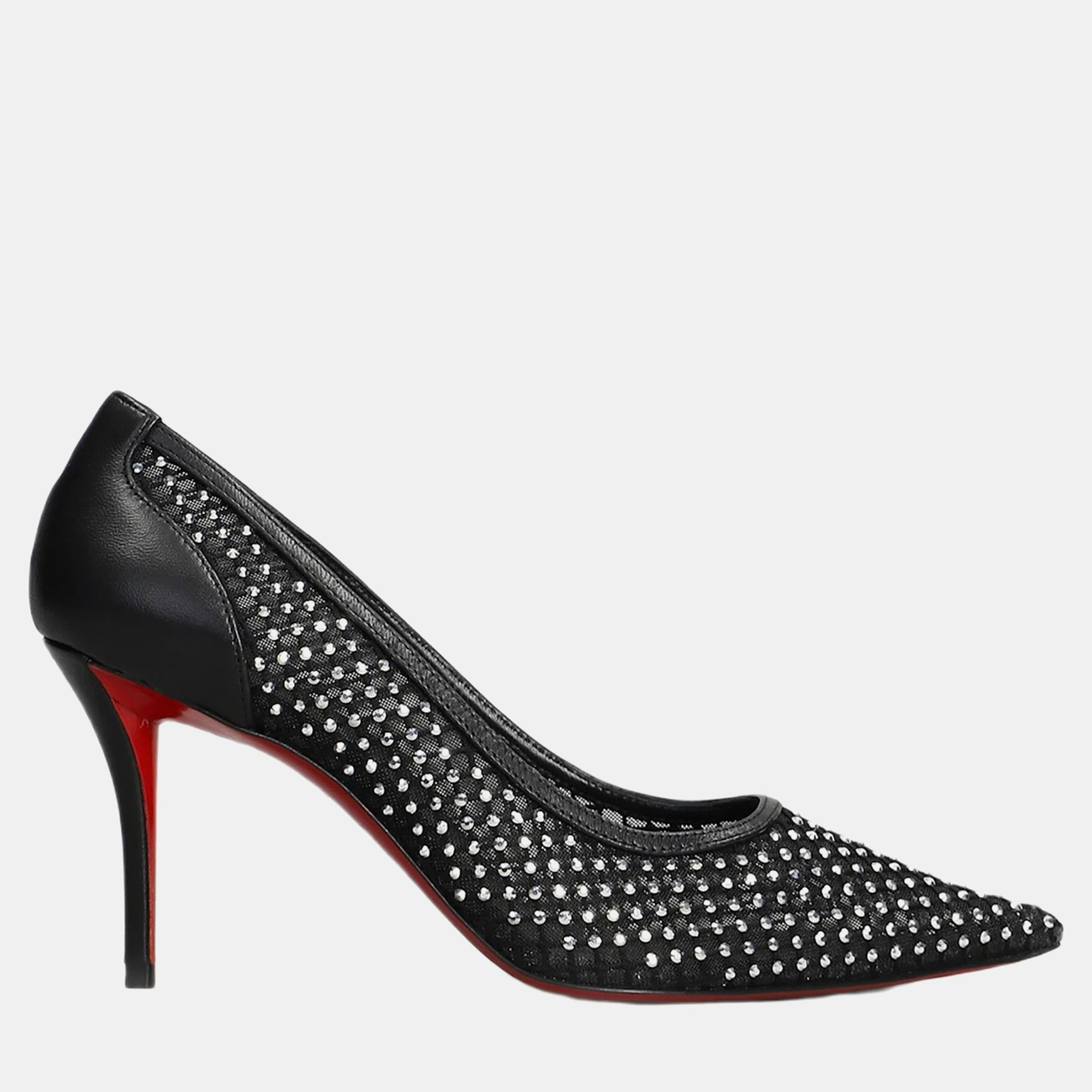 

Christian Louboutin Black Black Polyester Apostropha Strass 80 Pumps IT 36