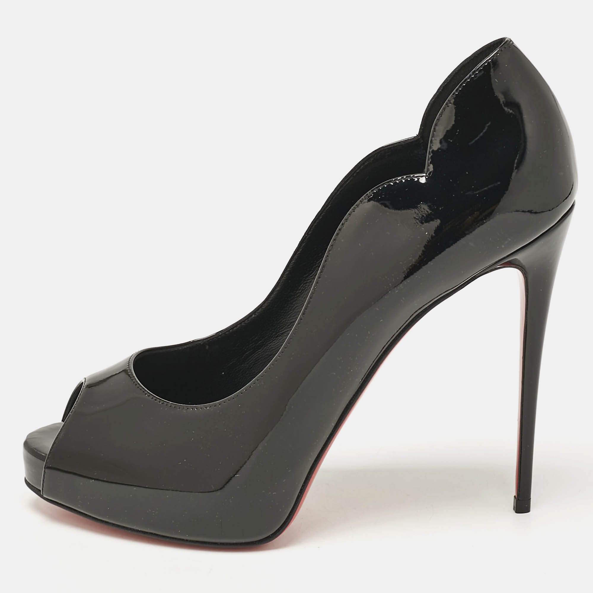 

Christian Louboutin Black Patent Leather Hot Chick Alta Pumps Size