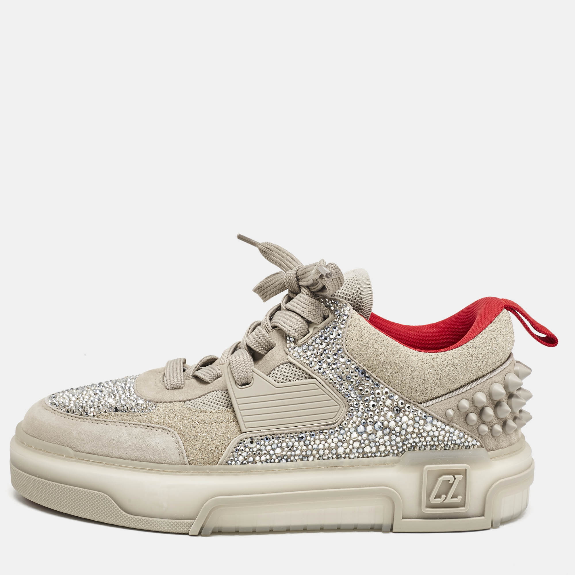 

Christian Louboutin Grey Suede Astroloubi Strass Low Top Sneakers Size