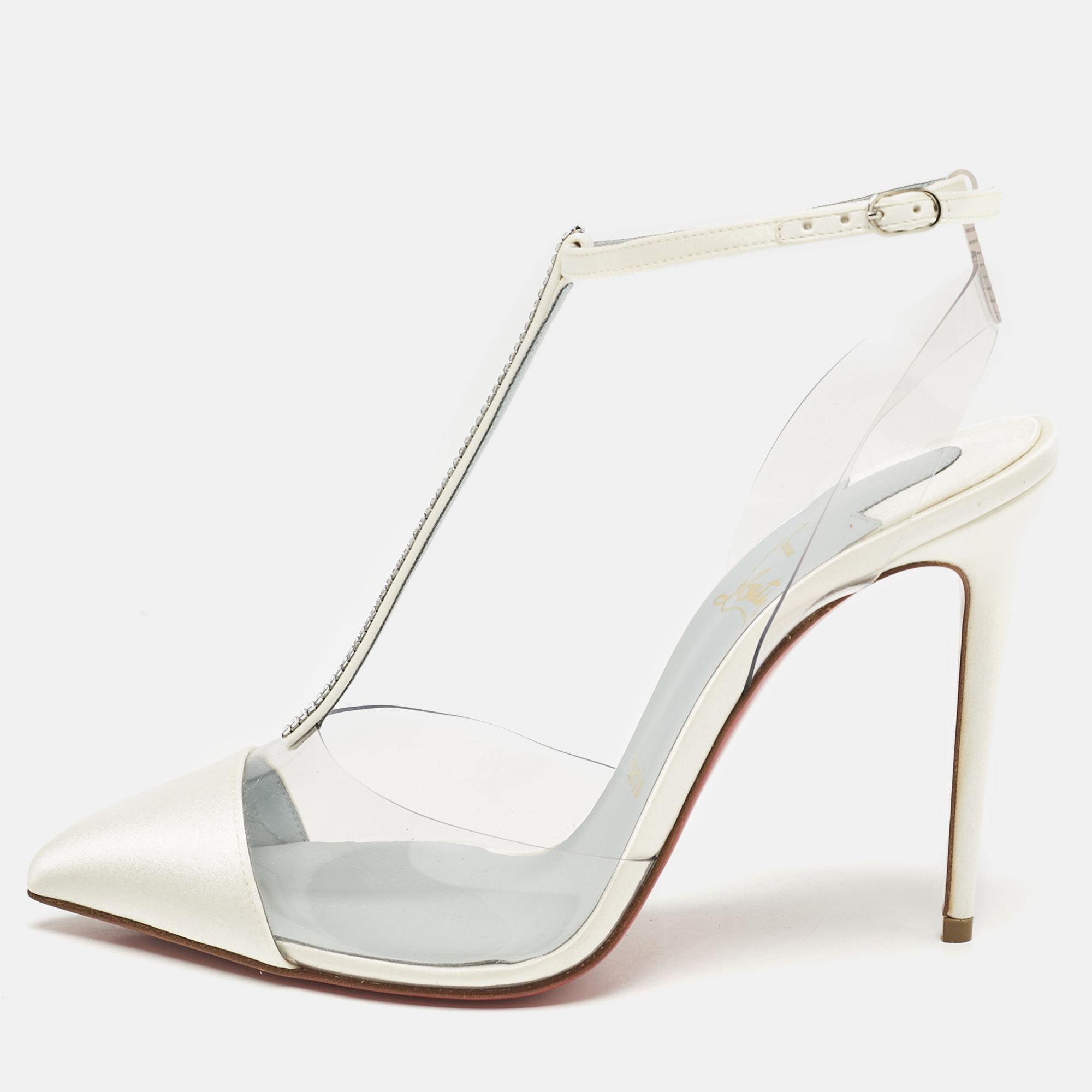 

Christian Louboutin White PVC and Satin Nosy Strass Pumps Size