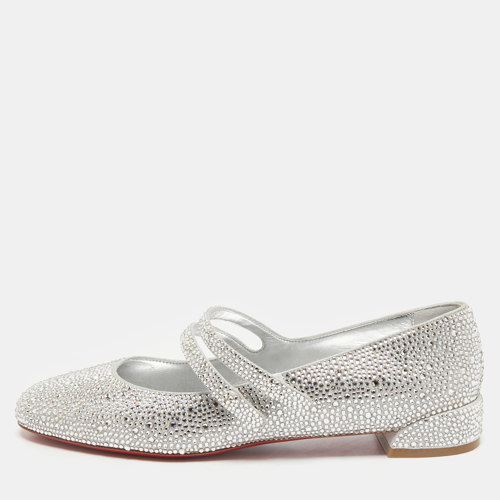 

Christian Louboutin Silver Strass Sweet Jane Ballet Flats Size