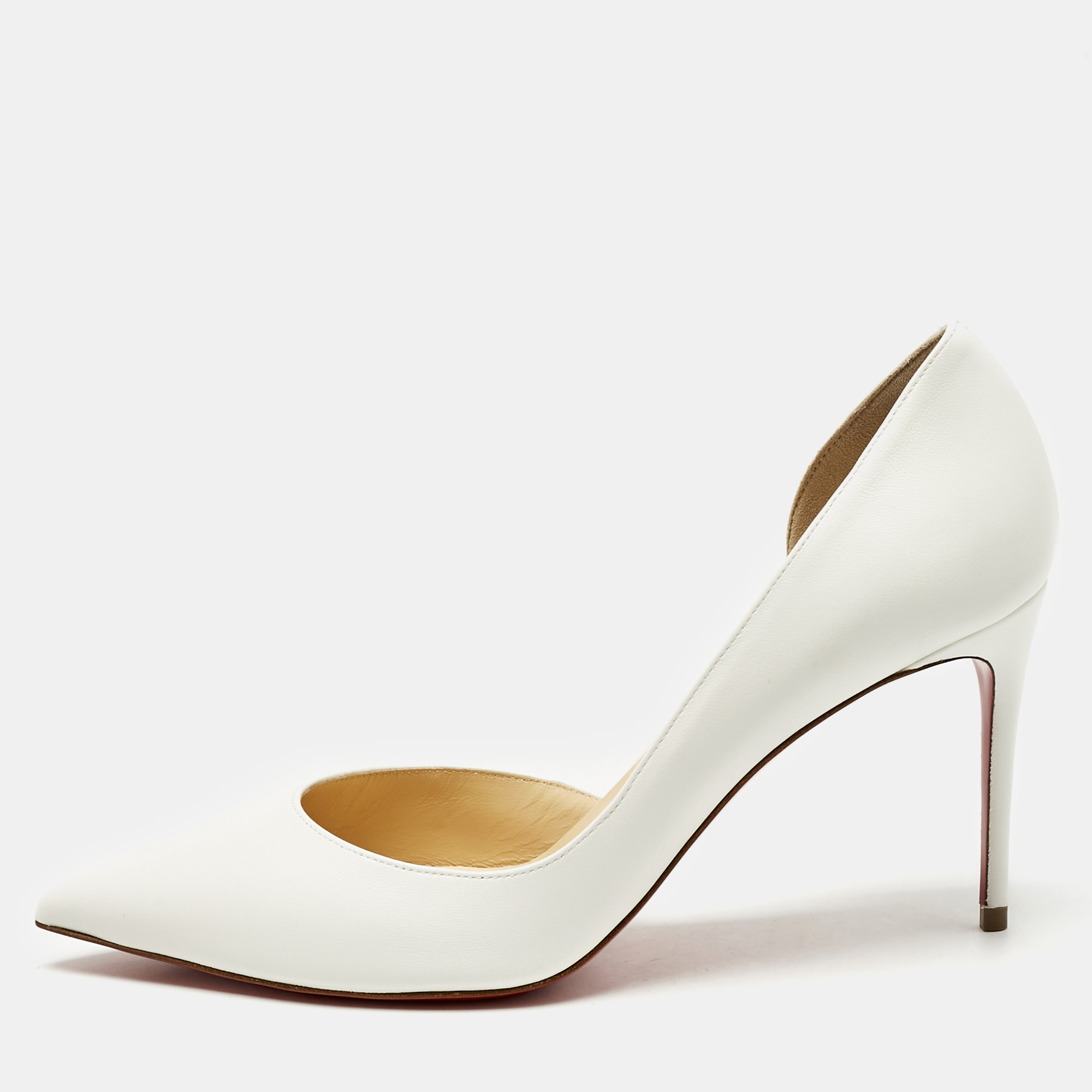 

Christian Louboutin White Leather Iriza D'orsay Pumps Size