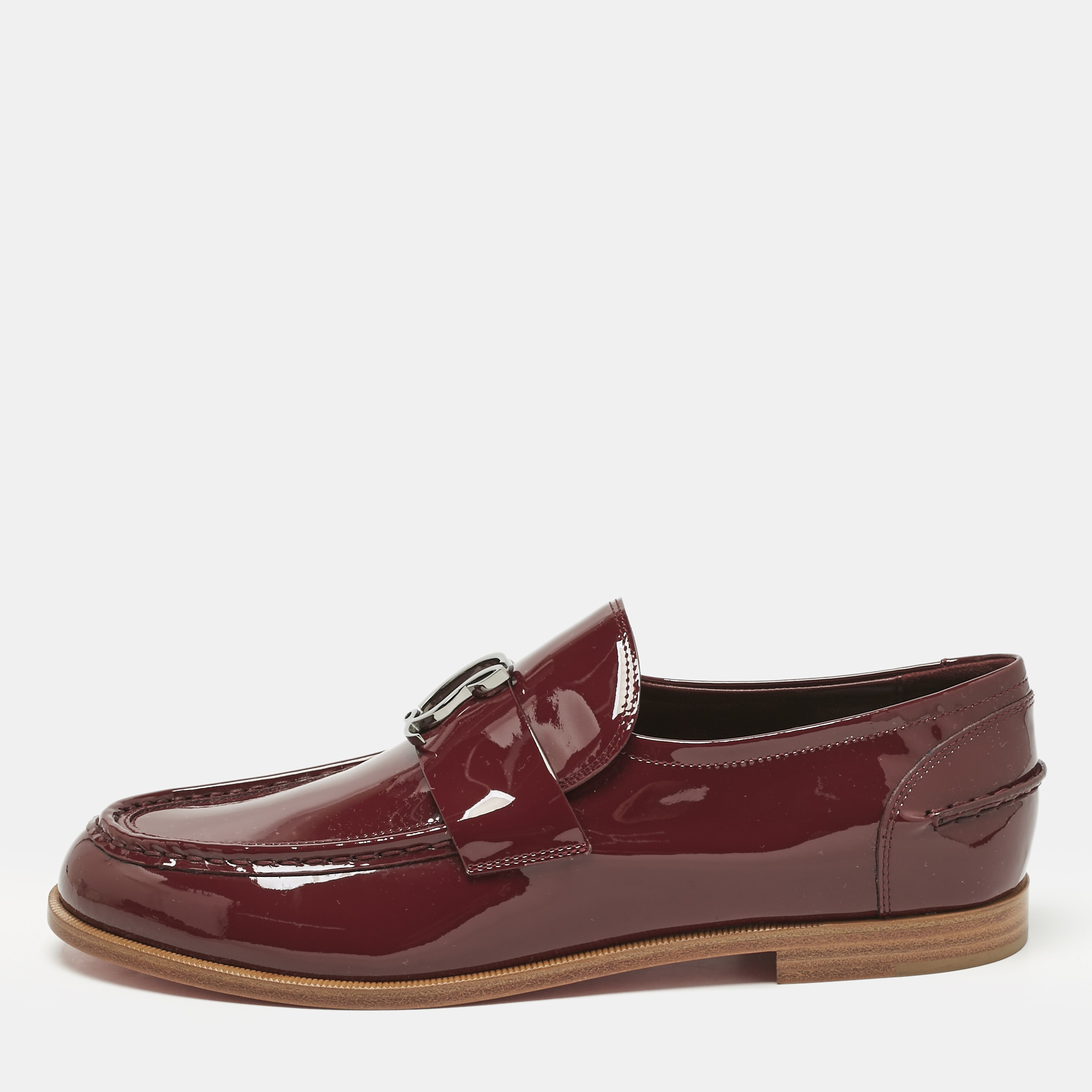 

Christian Louboutin Red Patent Leather CL Moc Loafers Size