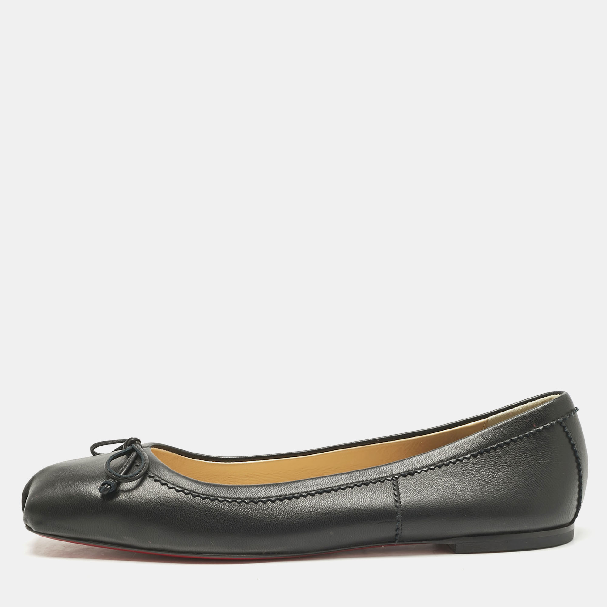 

Christian Louboutin Black Leather Mamadrague Square Toe Ballet Flats Size