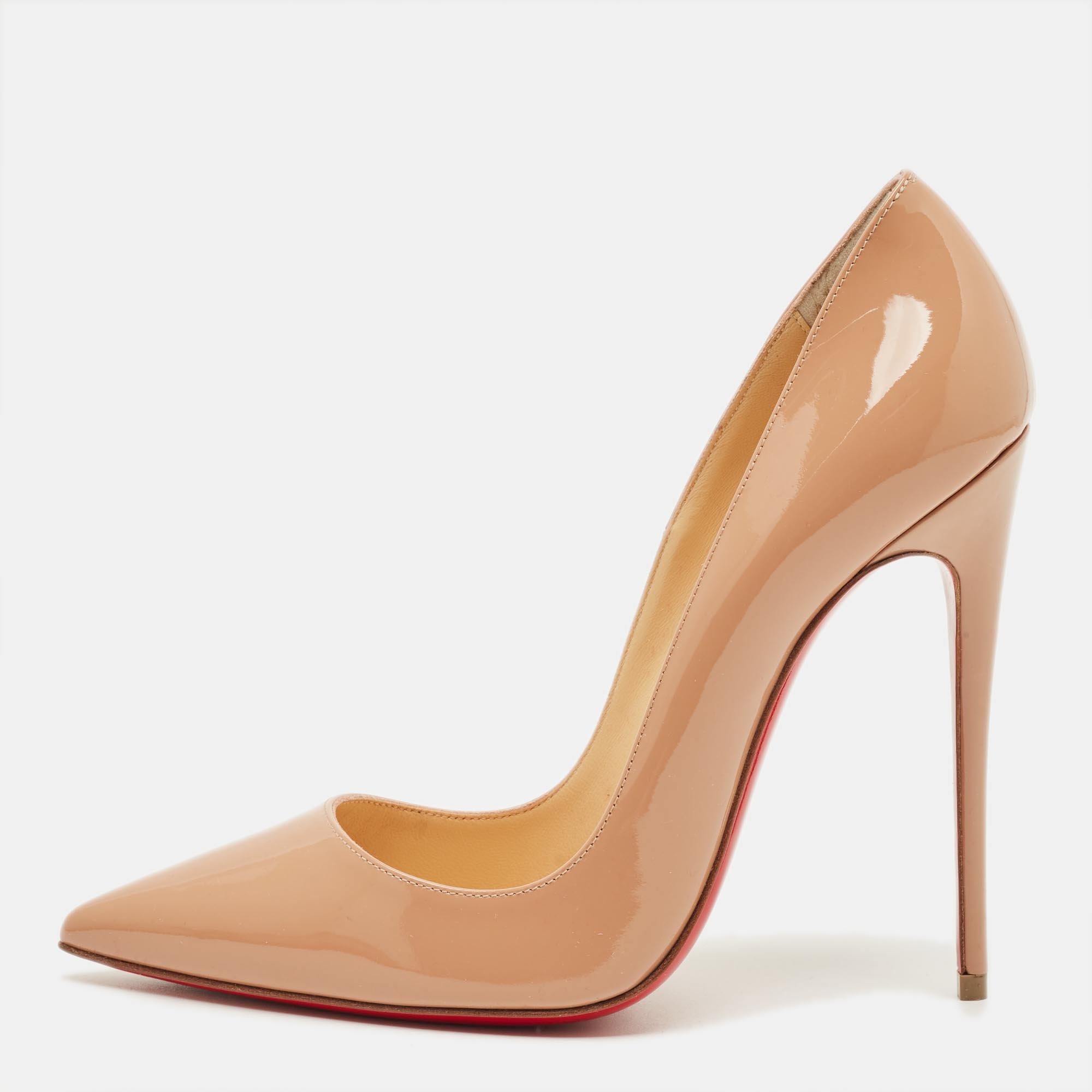 

Christian Louboutin So Kate Size  Beige Patent Leather Pumps