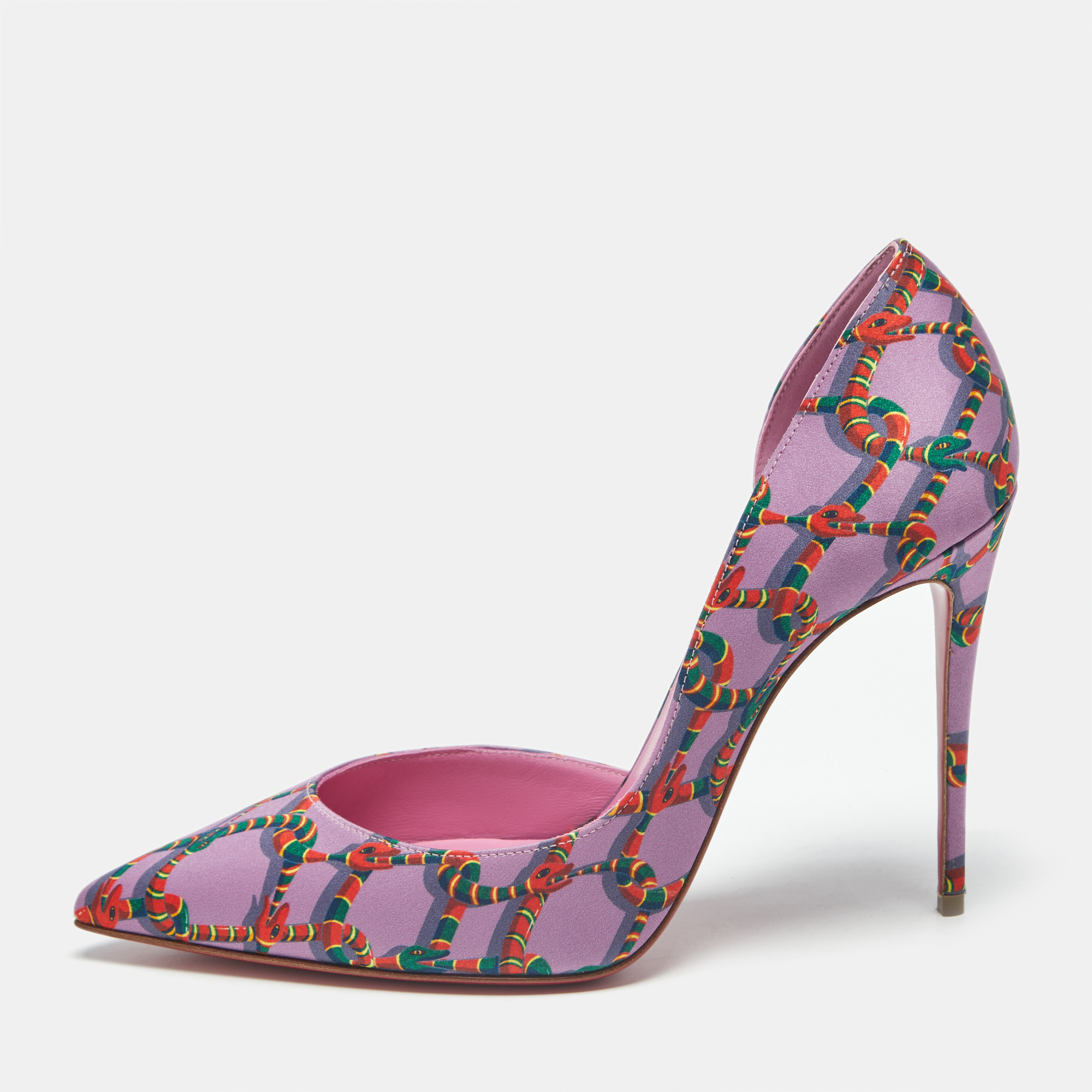 

Christian Louboutin Iriza Size  Purple Snake Print Satin Pumps