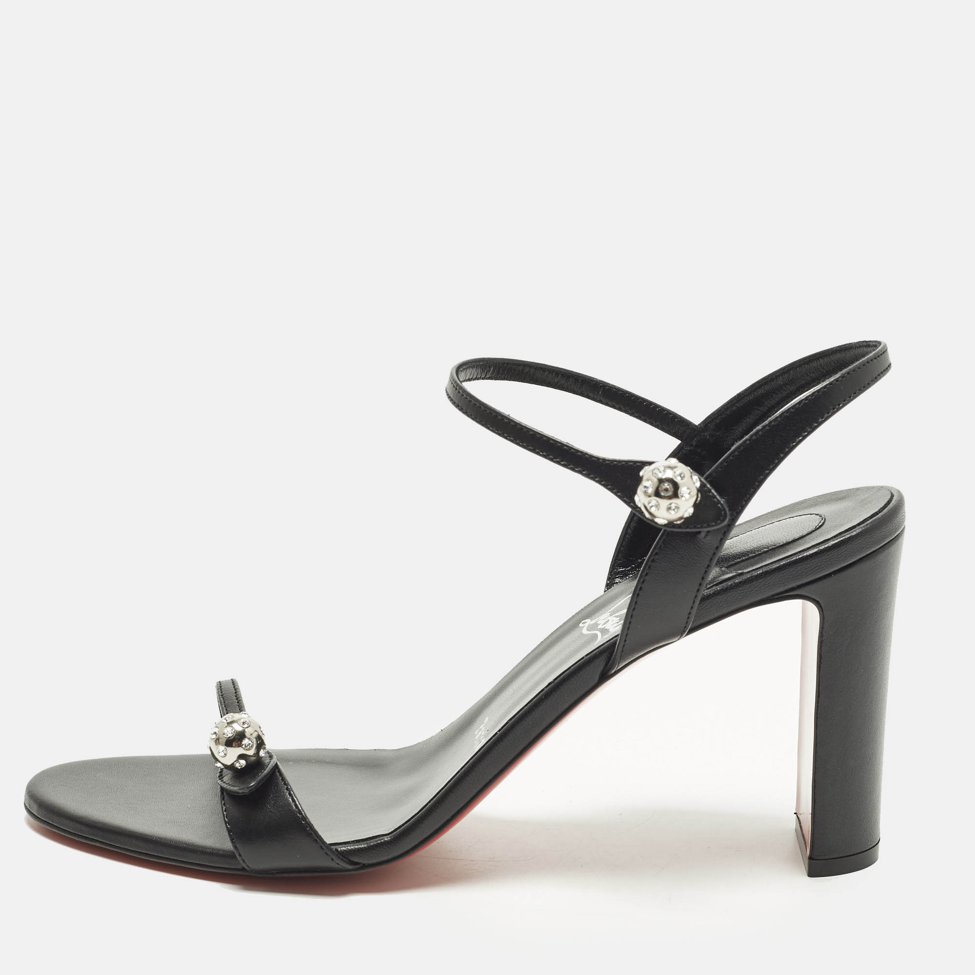 

Christian Louboutin Atmospheria Size  Black Leather Ankle Strap Sandals