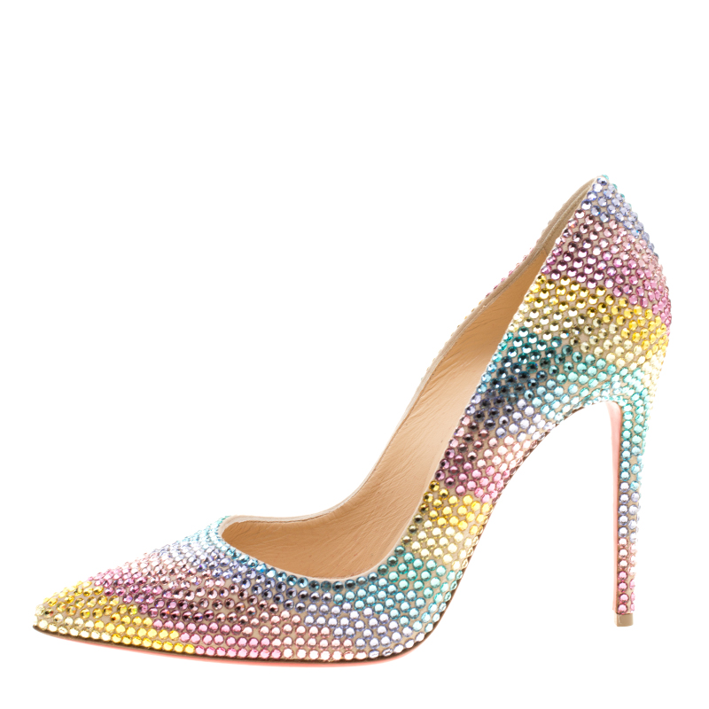 christian louboutin rainbow glitter heels