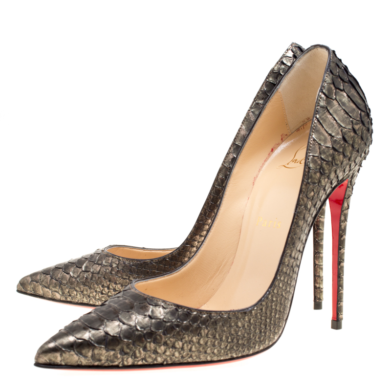 Christian Louboutin Metallic Grey Python Leather So Kate Pointed Toe ...