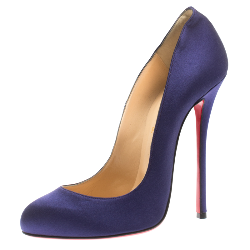 Christian Louboutin Purple Satin Simple Pumps Size 41.5