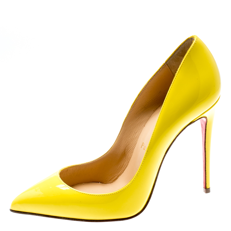 

Christian Louboutin Yellow Patent Leather So Kate Pointed Toe Pumps Size