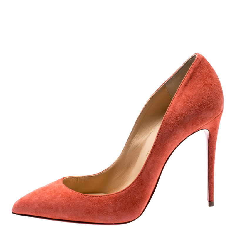 

Christian Louboutin Coral Pink Suede Pigalle Follies Pointed Toe Pumps Size