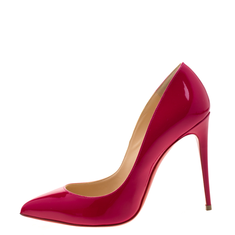 

Christian Louboutin Ultra Rose Pink Patent Leather Pigalle Follies Pointed Toe Pumps Size