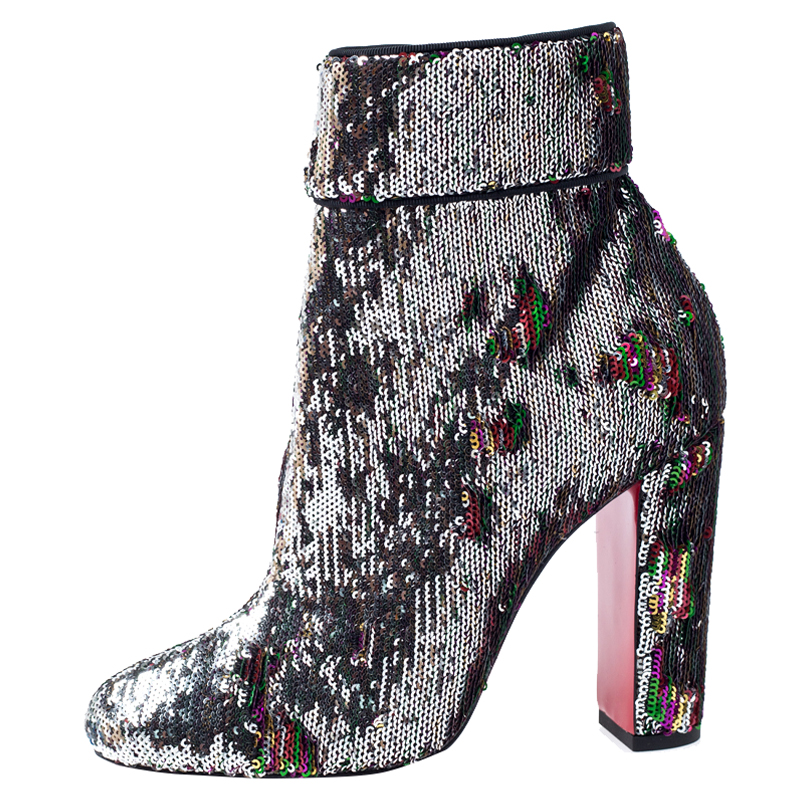 

Christian Louboutin Multicolor Sequins Moulamax Ankle Boots Size