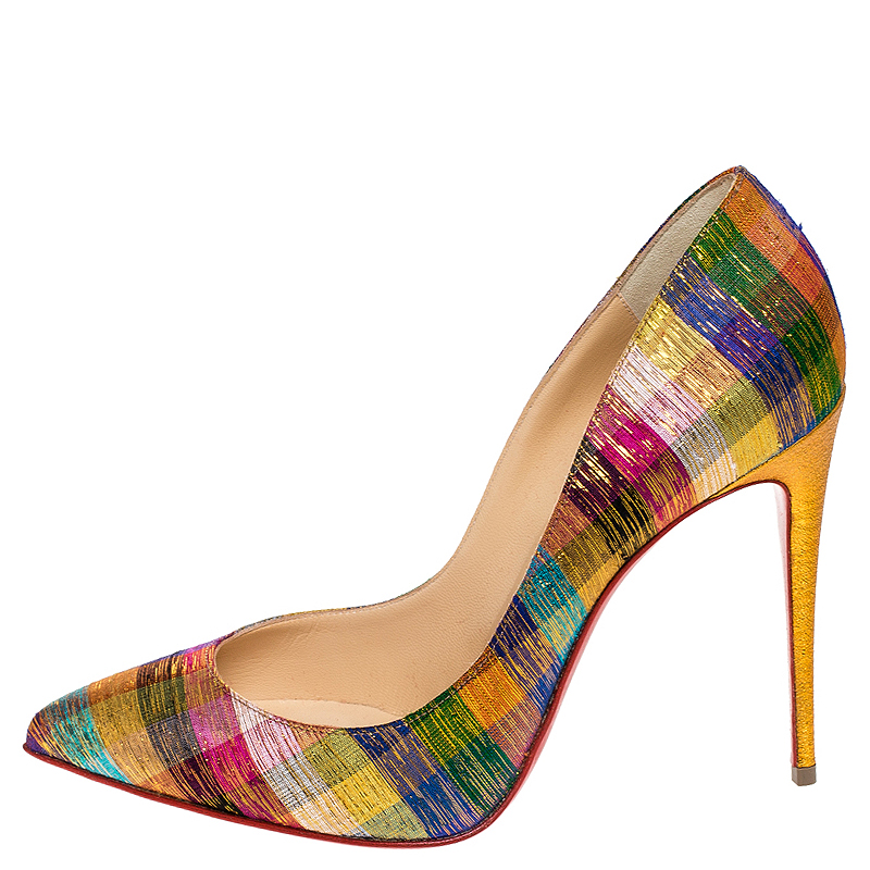 

Christian Louboutin Multicolor Printed Fabric Pointed Toe Pumps Size