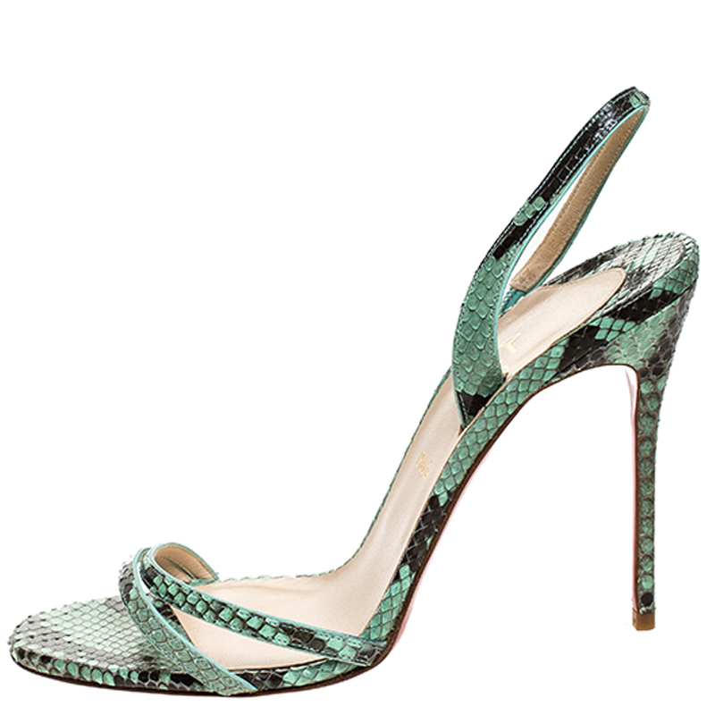 

Christian Louboutin Two Tone Python Leather Anna Strappy Sandals Size, Cream