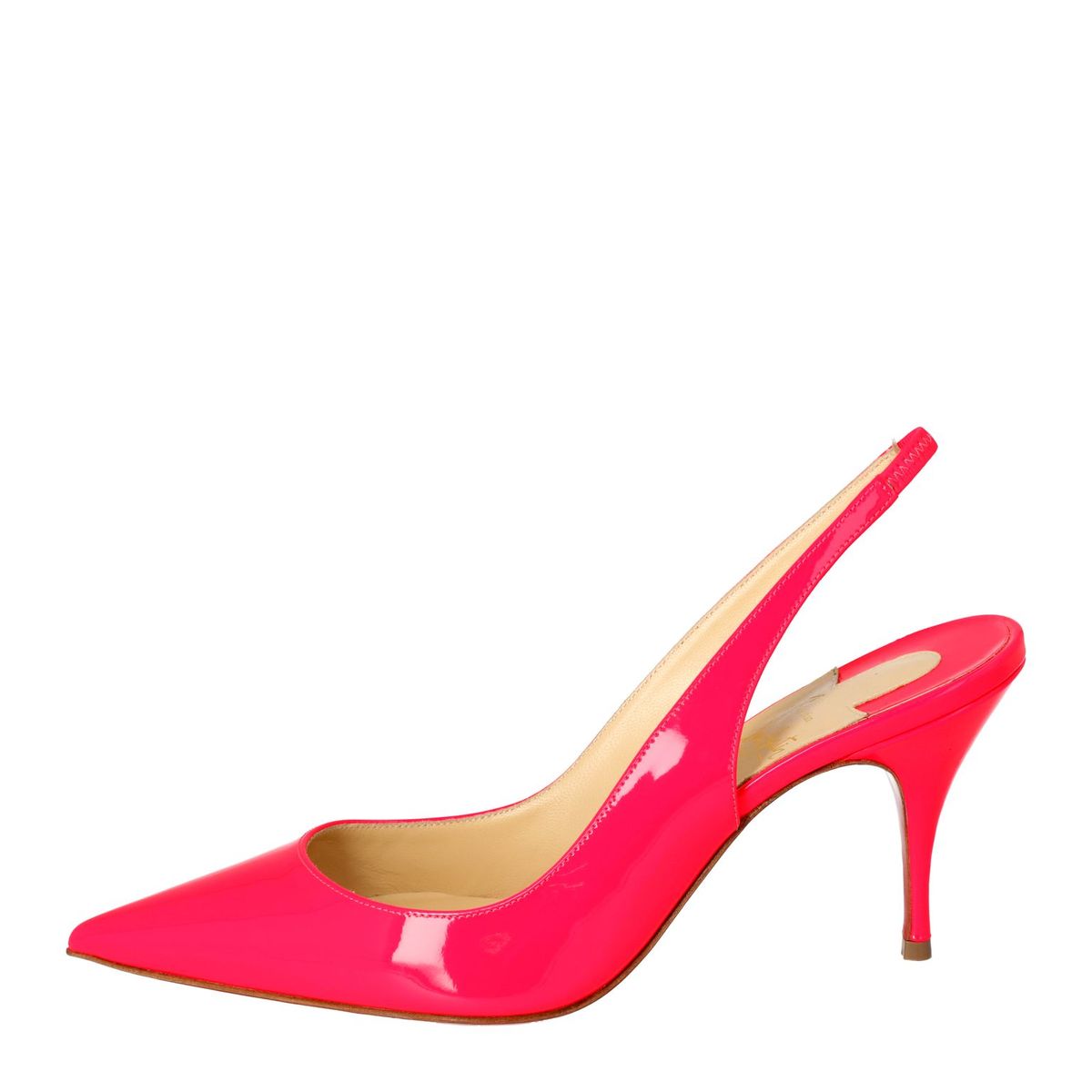 

Christian Louboutin Pink Patent Leather Clare Pointed Toe Slingback Sandals Size