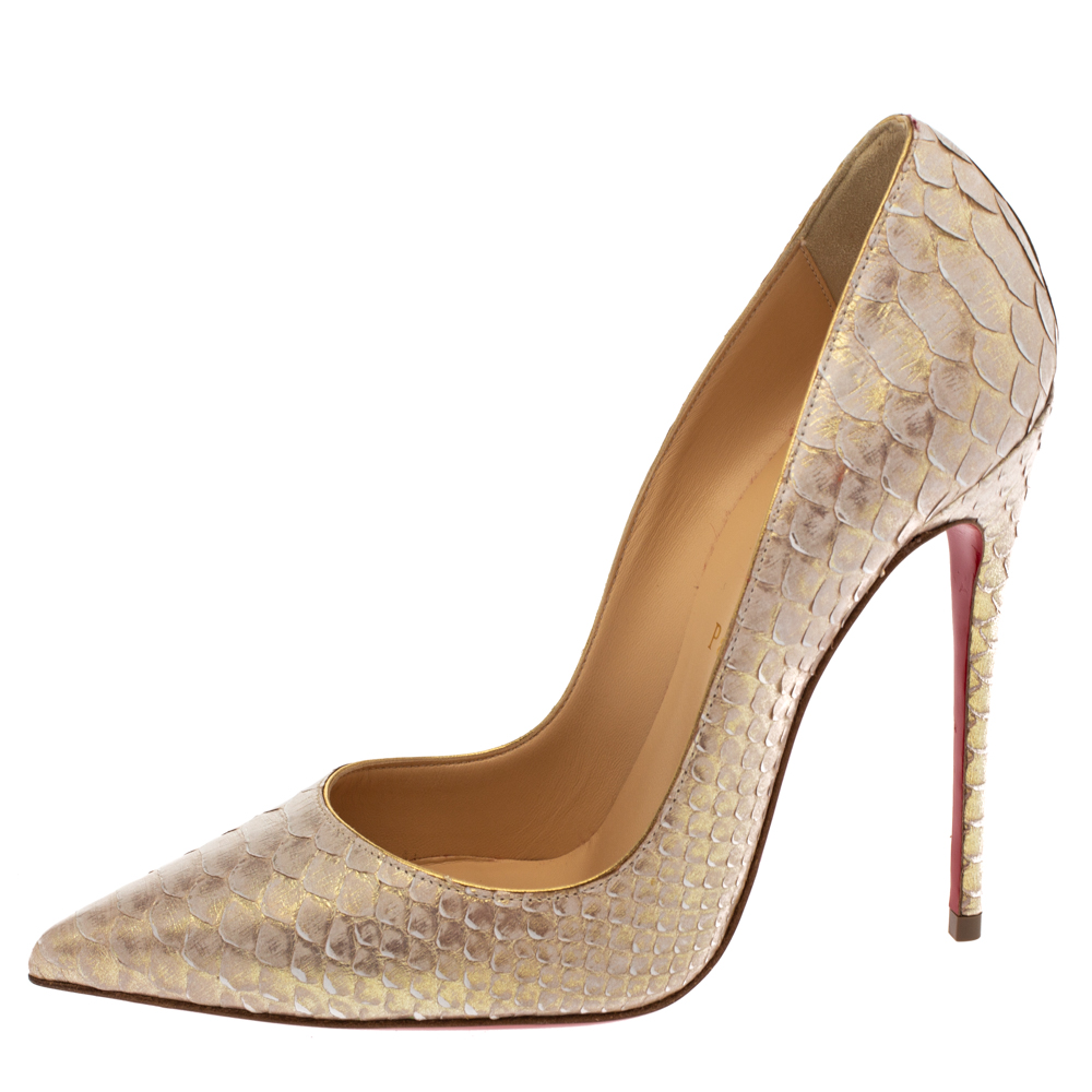 

Christian Louboutin Metallic Python So Kate Pointed Toe Pumps Size