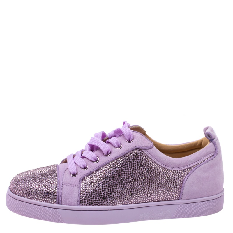 

Christian Louboutin Purple Suede Louis Junior Strass Low Top Sneakers Size