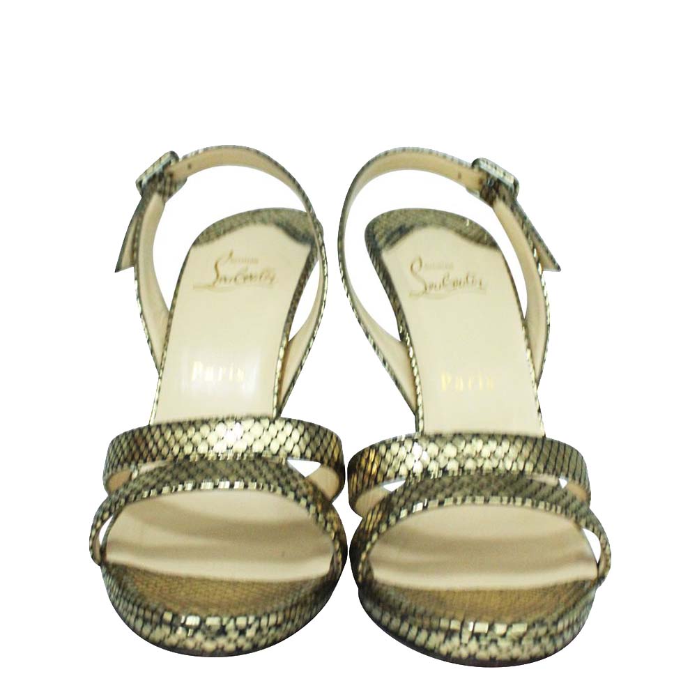 

Christian Louboutin Gold Leather Romance Sandals Size