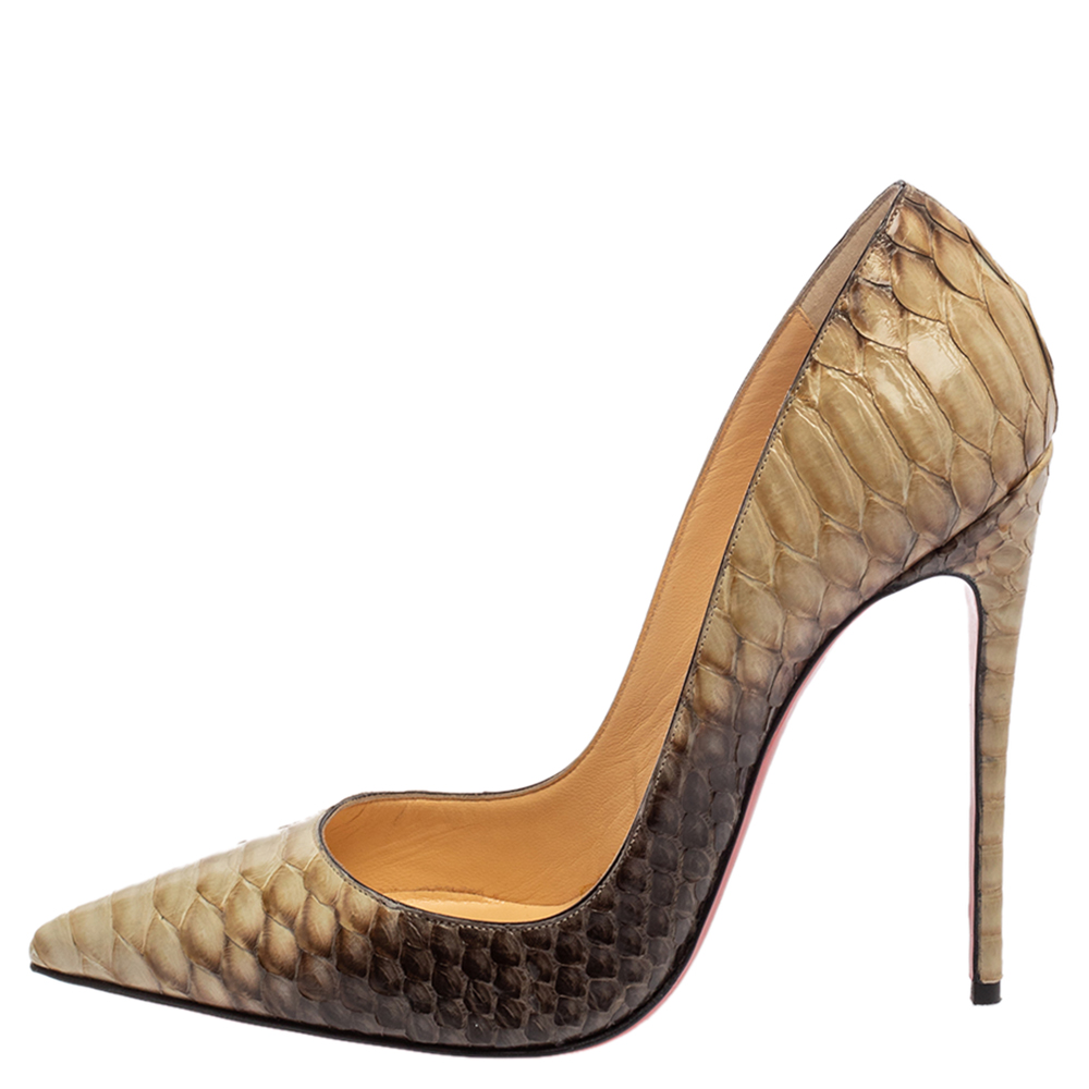 

Christian Louboutin Brown/Grey Python Leather So Kate Pumps Size