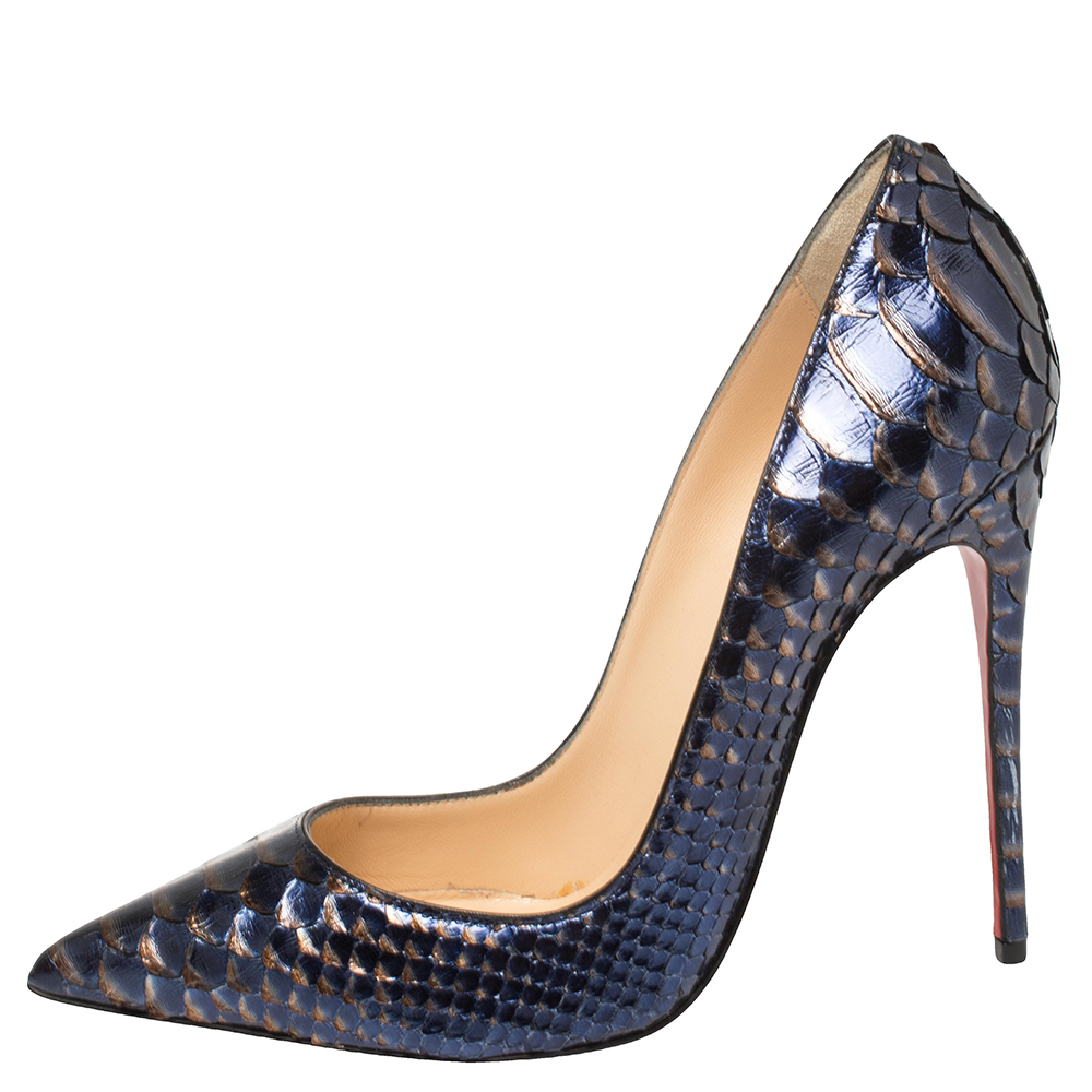 

Christian Louboutin Blue/Silver Python Leather So Kate Pumps Size